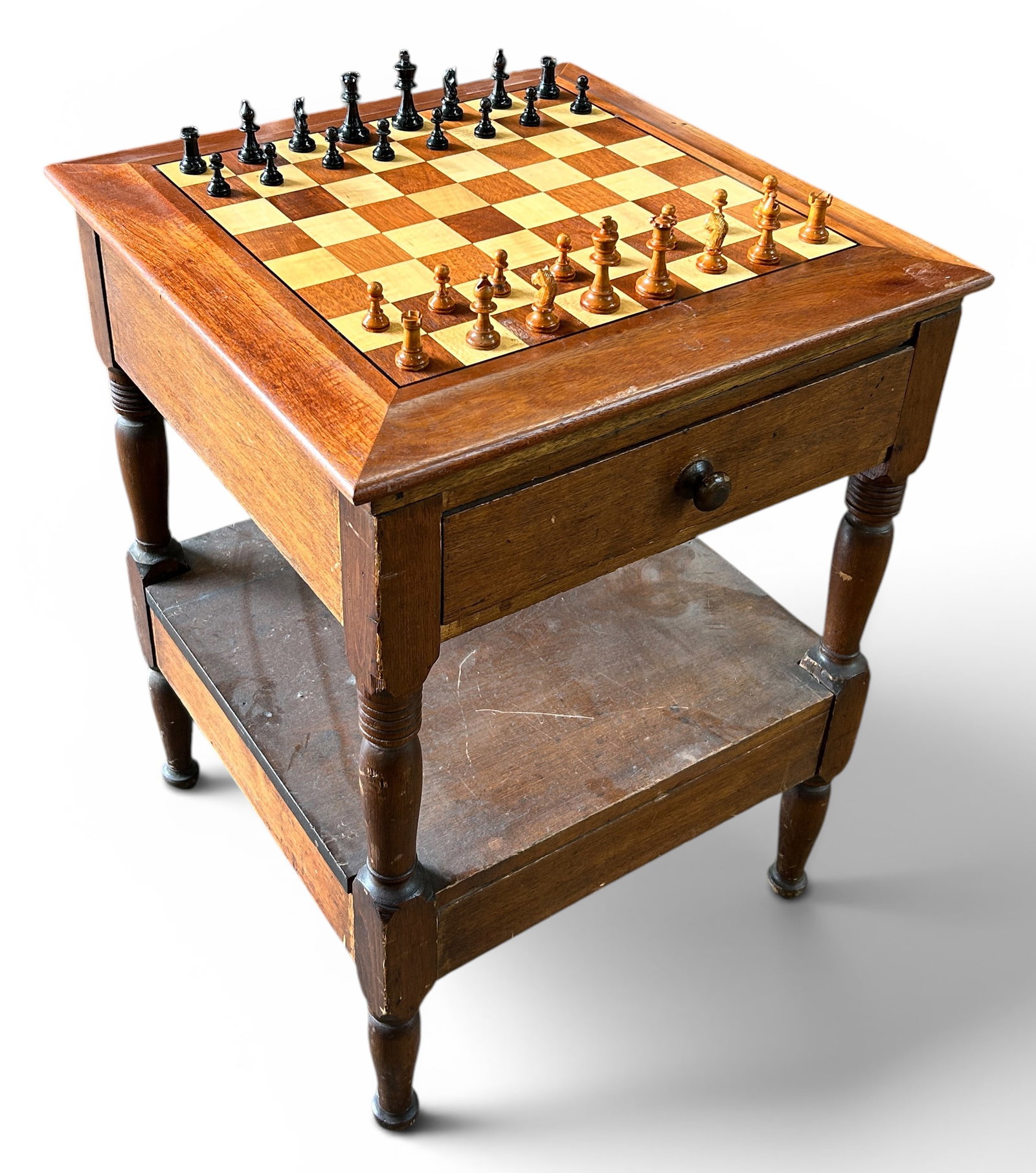 Walnut Table with Chessboard Top. (1 of 3)