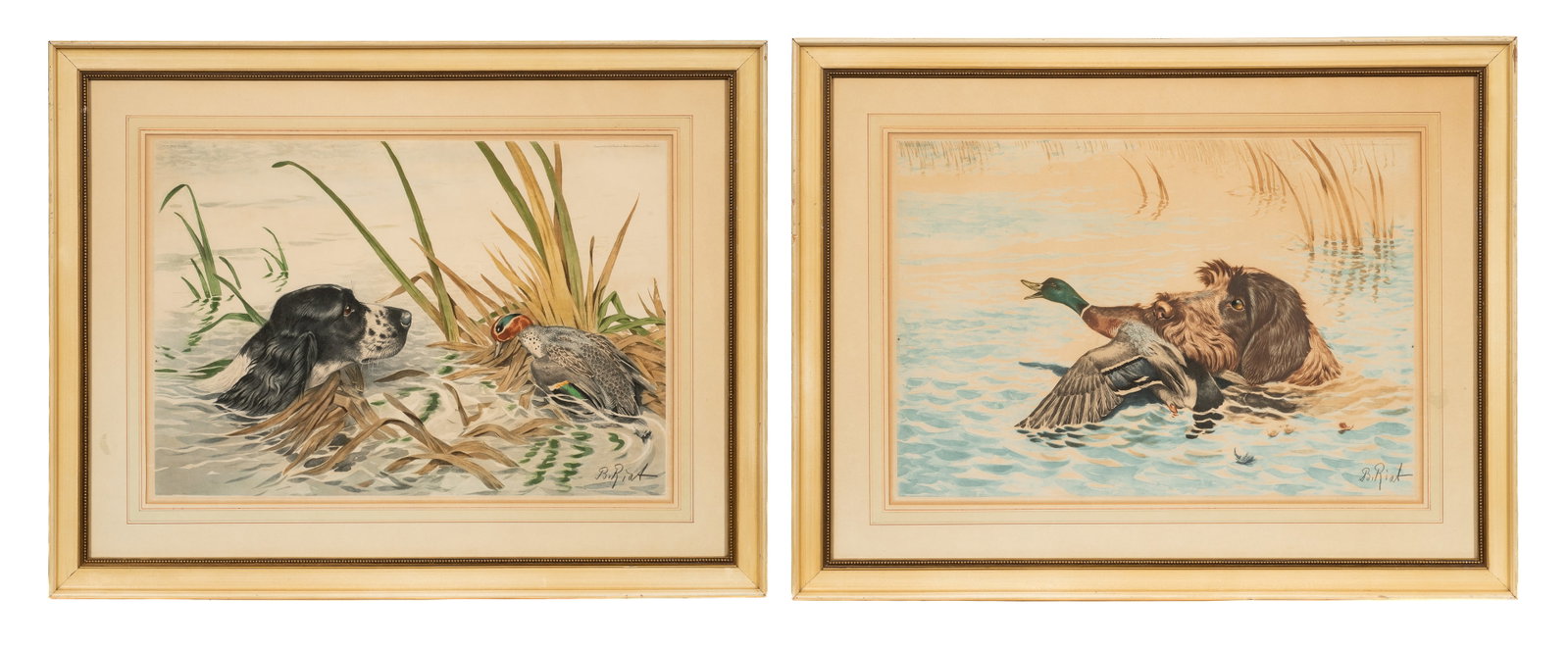 Two Hunting Dog Engravings by Boris Riab. (1 of 13)