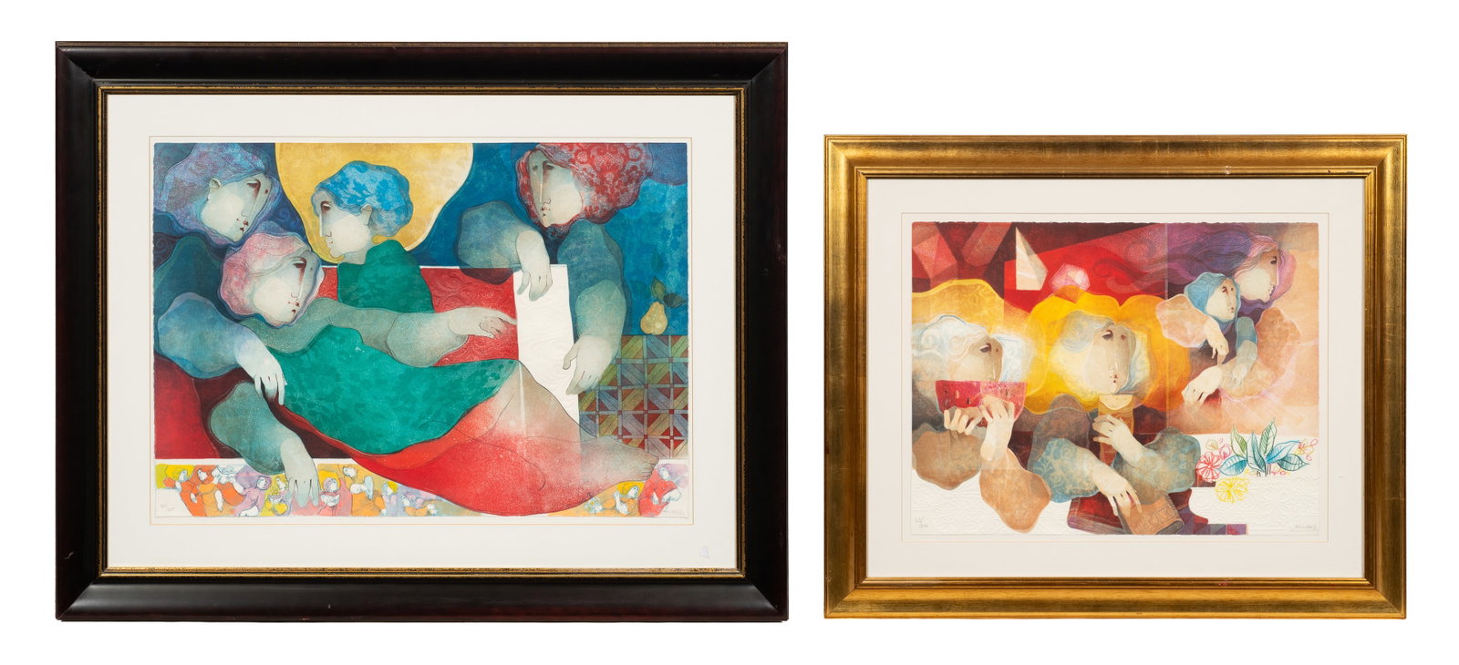 Lot of Two Modernist Prints by Alvar Sunol.: Artist(s): Alvar Sunol Munoz Ramos (Spanish, b. 1935). Medium: Embossed lithographs in colors. Signature(s): Both are pencil signed and numbered in their lower margins. Paperwork/Provenance: N/A Condi