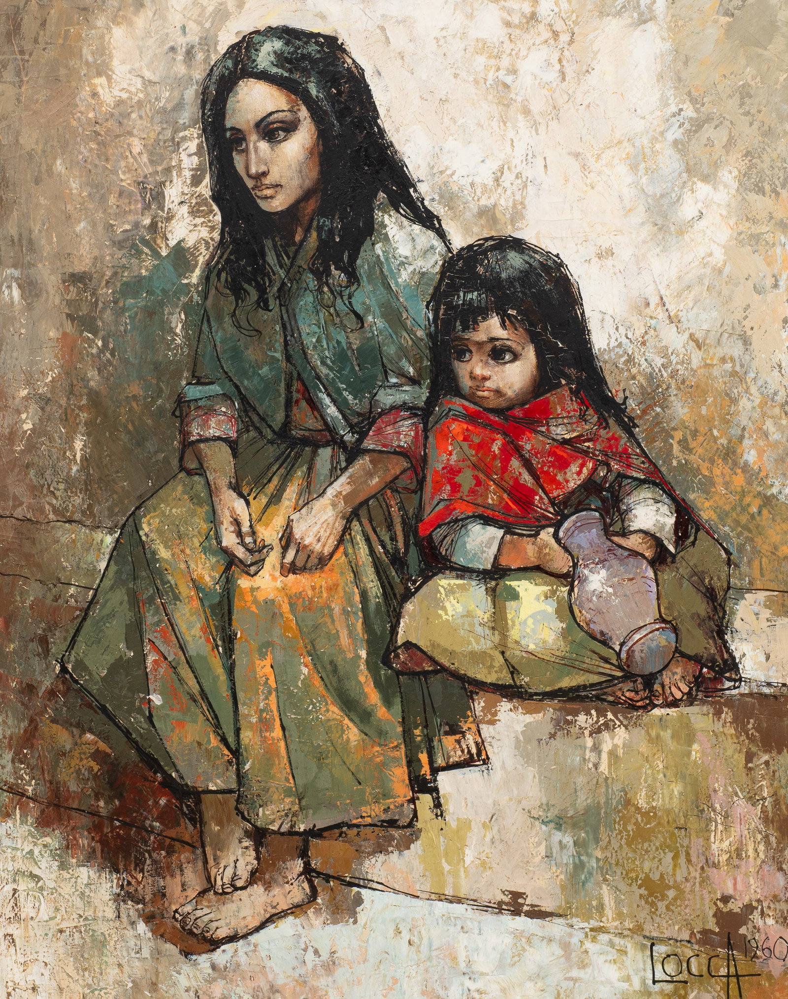 Mother and Child, Painting by Bernard Locca. (1 of 6)