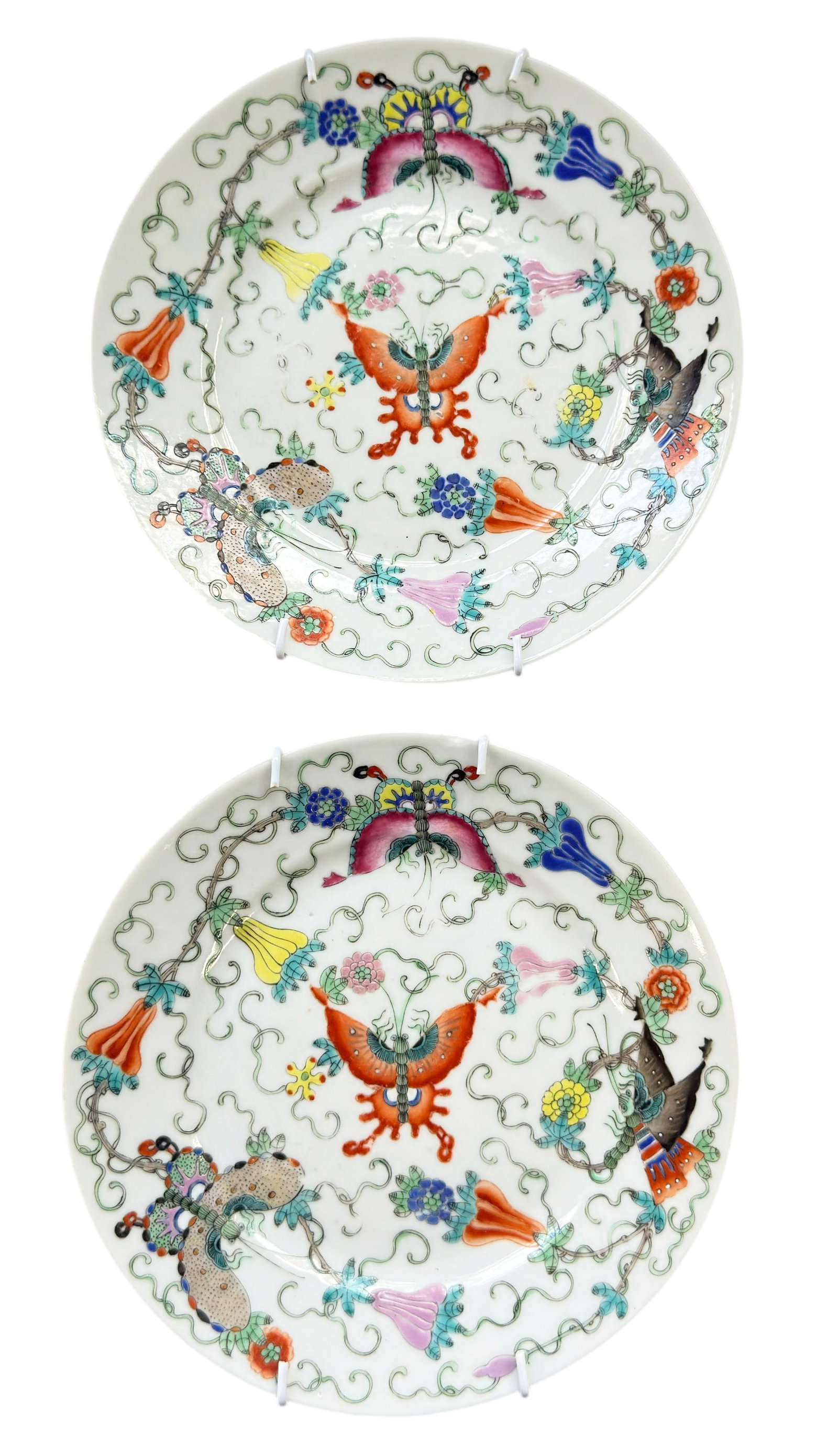 Pair of 20th Century Chinese Famille Rose Plates. (1 of 6)