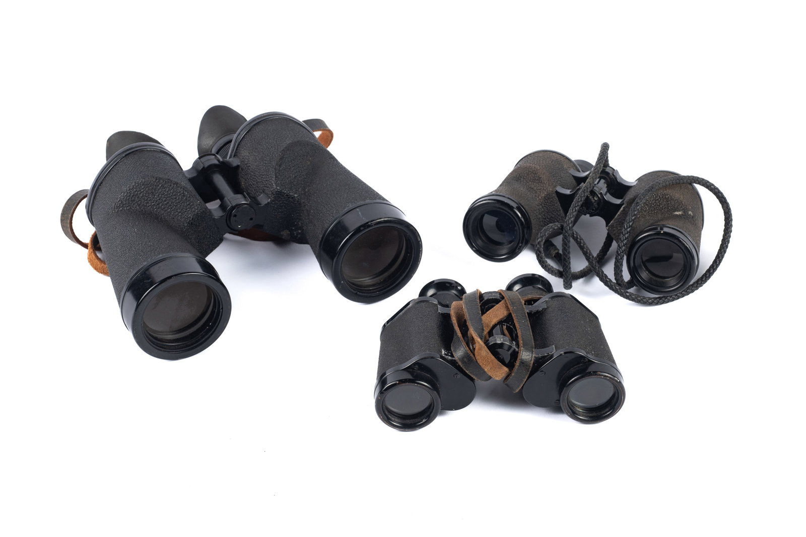 Lot: 3 Pair of Military Binoculars, Leather Case. (1 of 5)