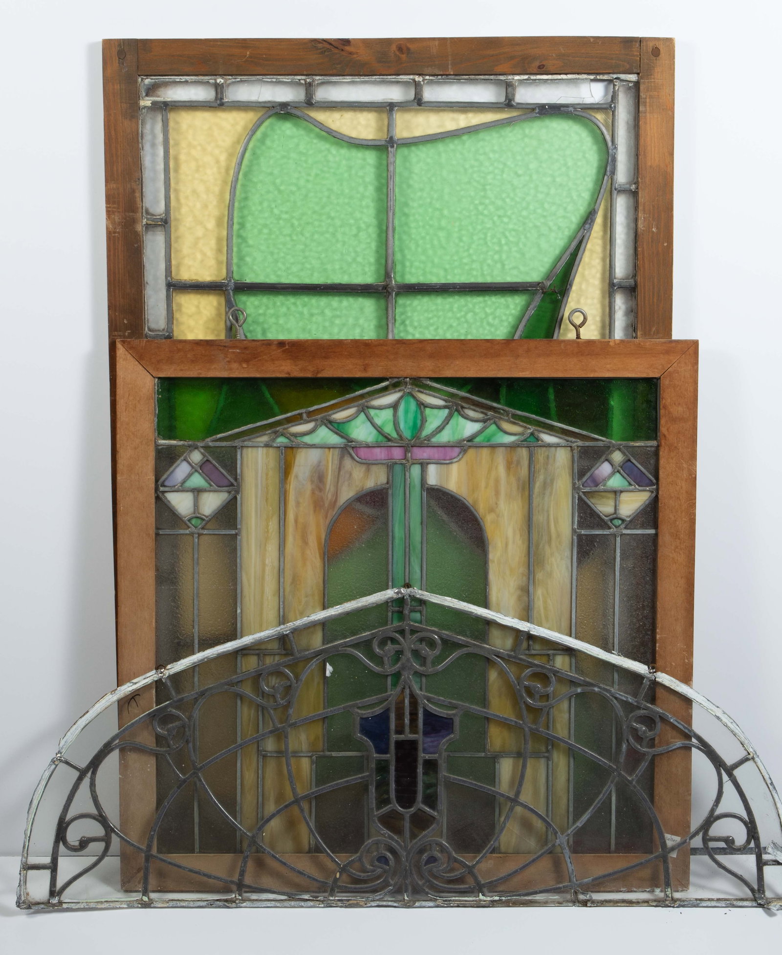 Lot of 3 Stained Glass Windows, inc. Prairie Style (1 of 5)