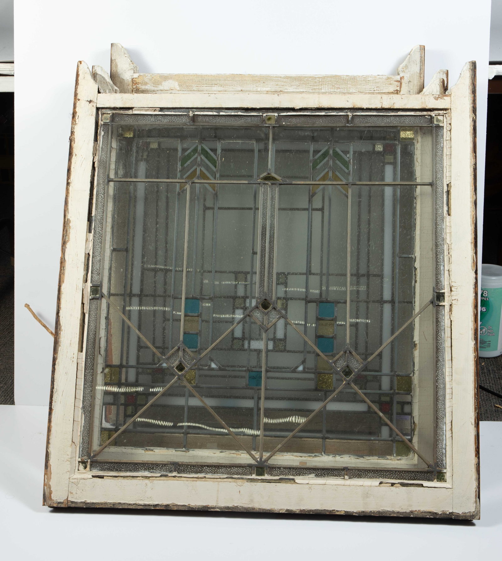 4 Prairie Style Stained Glass Windows, inc. Pair. (1 of 8)