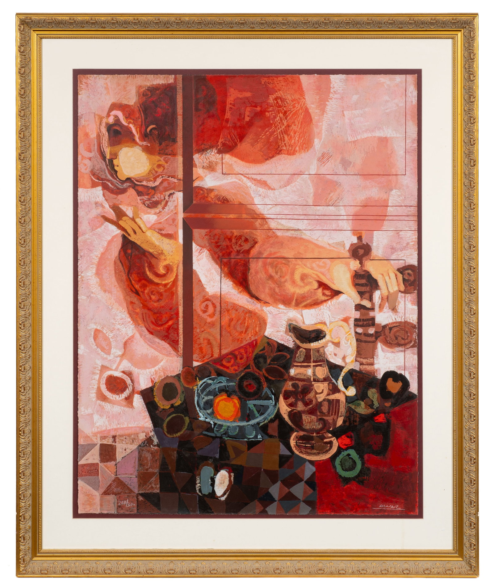 Lg. Modernist Figural Print by Alvar Sunol Ramos.: Artist(s): Alvar Sunol Munoz Ramos (Spanish, b. 1935). Medium: Serigraph in colors. Signature(s): Signed and numbered (268/300) in its lower margin. Paperwork/Provenance: N/A Condition: Minor wear to 
