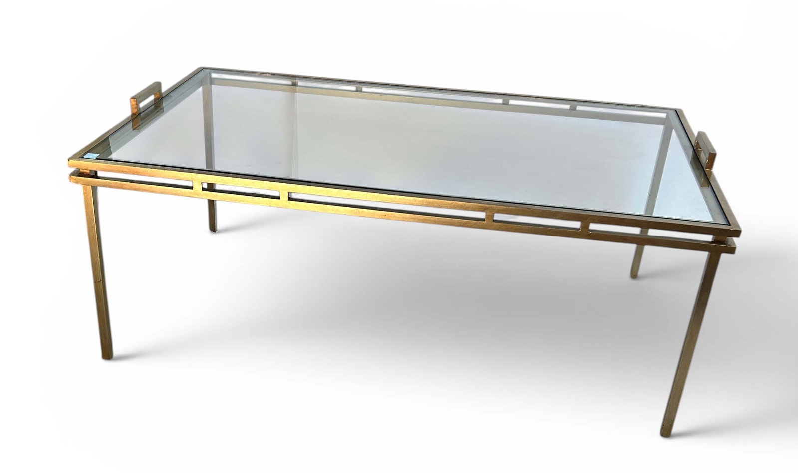 Guy Lefevre Style Gilt Metal & Glass Coffee Table. (1 of 2)