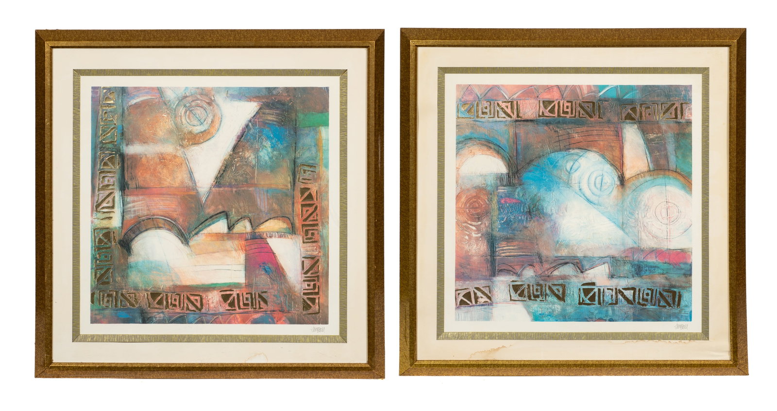 Lot of Two Geometric Modernist Prints, Jay Hall. (1 of 11)