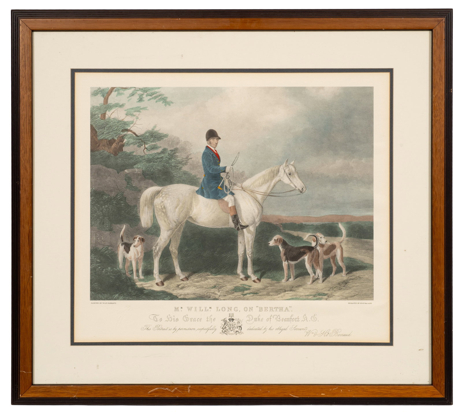 William Long on Bertha, Print After Barraud Bros.: Artist(s): After a painting by William and Henry Barraud. Medium: Lithograph in colors. Signature(s): Unsigned. Paperwork/Provenance: N/A Condition: Mat burn and a few creases to the sheet. Scratches