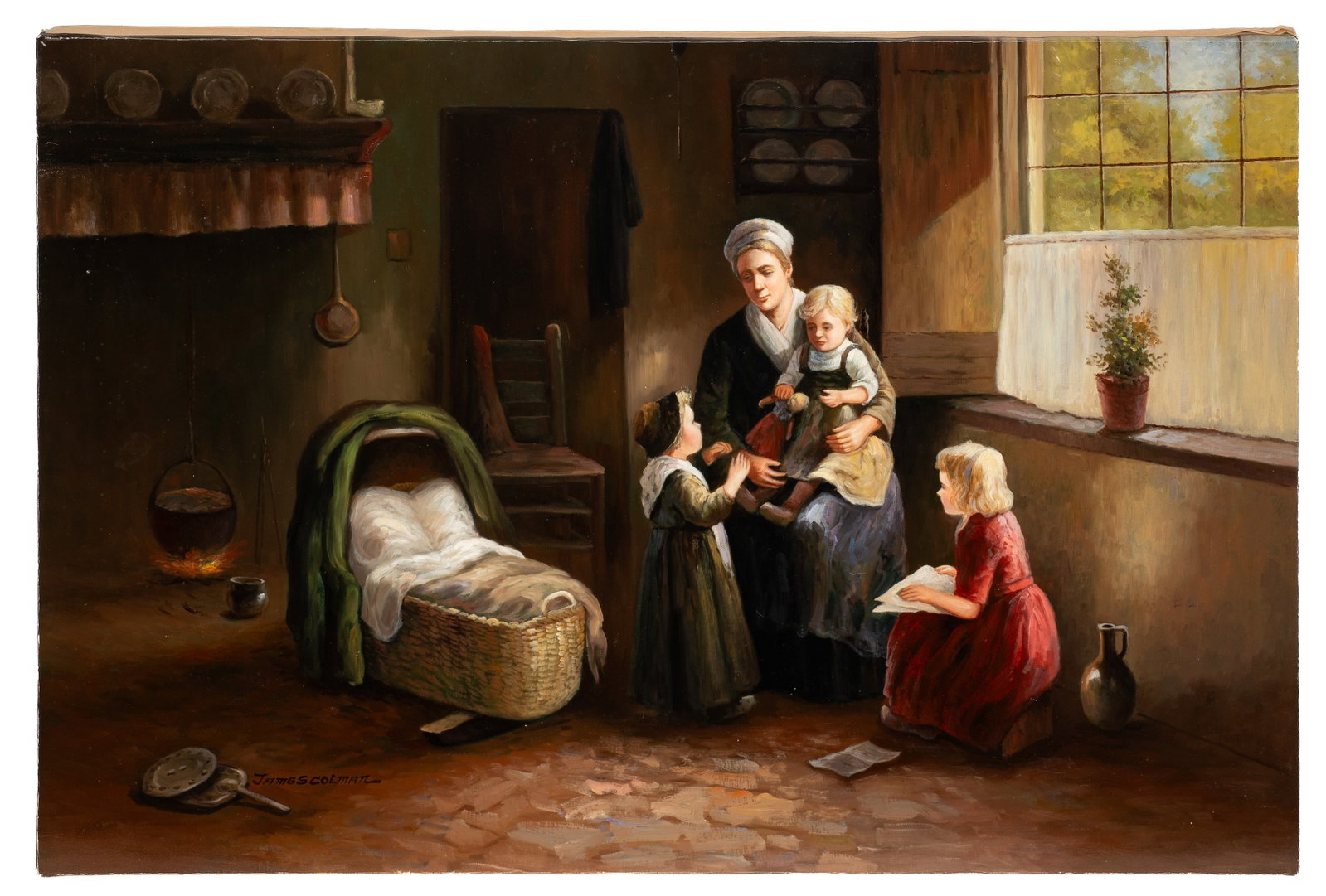 Interior Genre Scene, Embellished Giclee, Colman. (1 of 4)