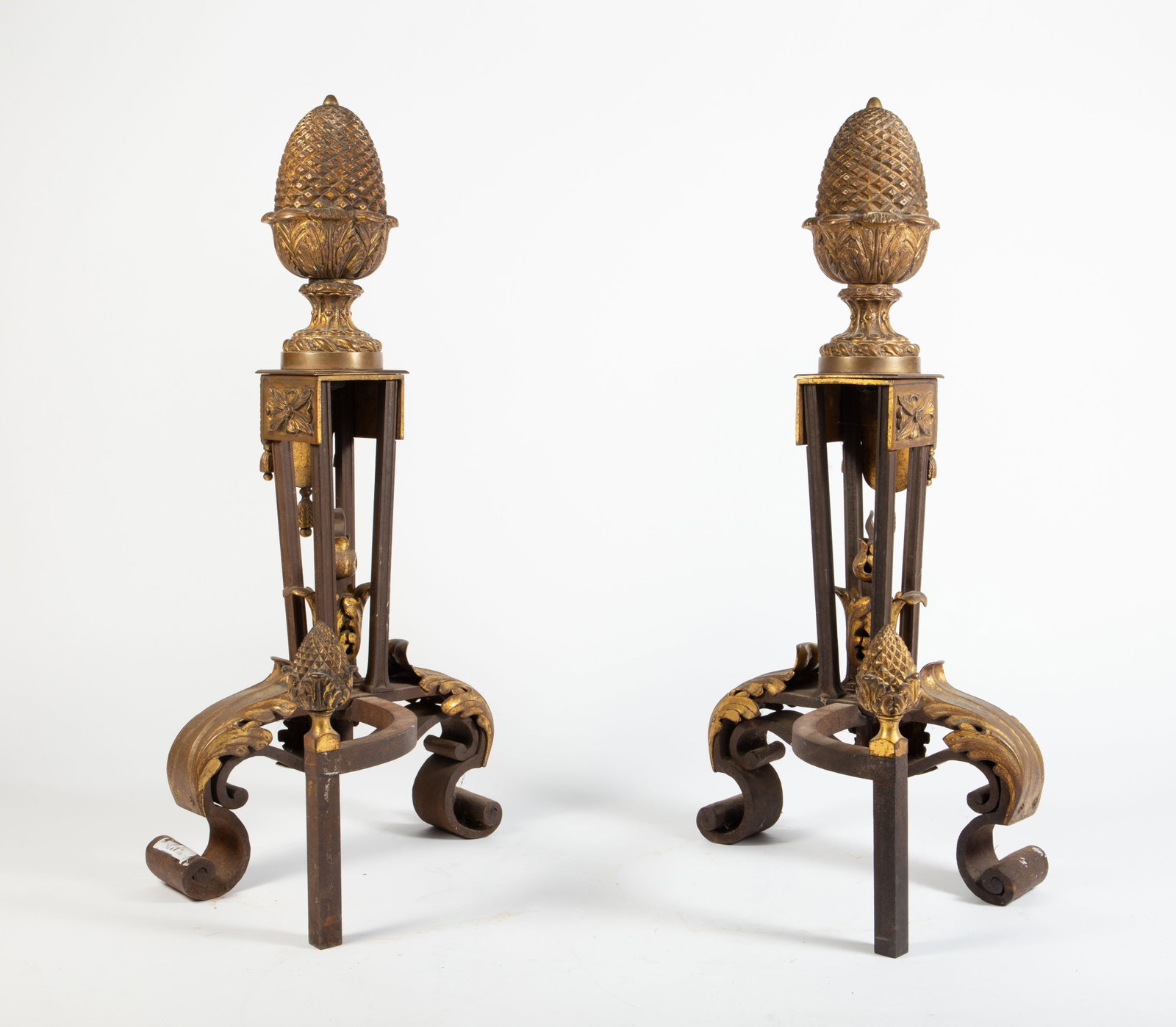 Pair of Heavy Cast Iron and Bronze Andirons. (1 of 2)