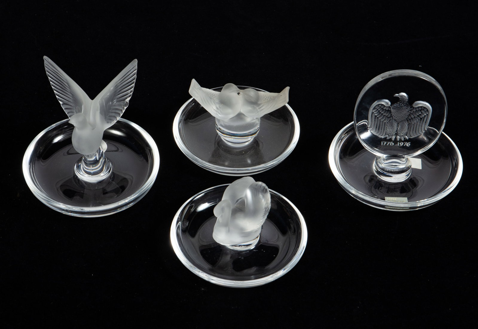 Lot of 4 Lalique France Crystal Ring Dishes.