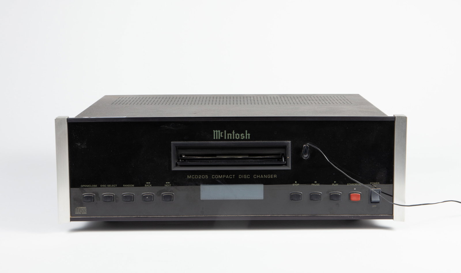 McIntosh MCD205 Compact Disc CD Changer.: It looks to be in good working condition, though it will need a power cord. Aside from a little dust, it looks to be in good cosmetic condition. The dimensions are 17 1/2" x 12 3/4" x 6". In-house shi