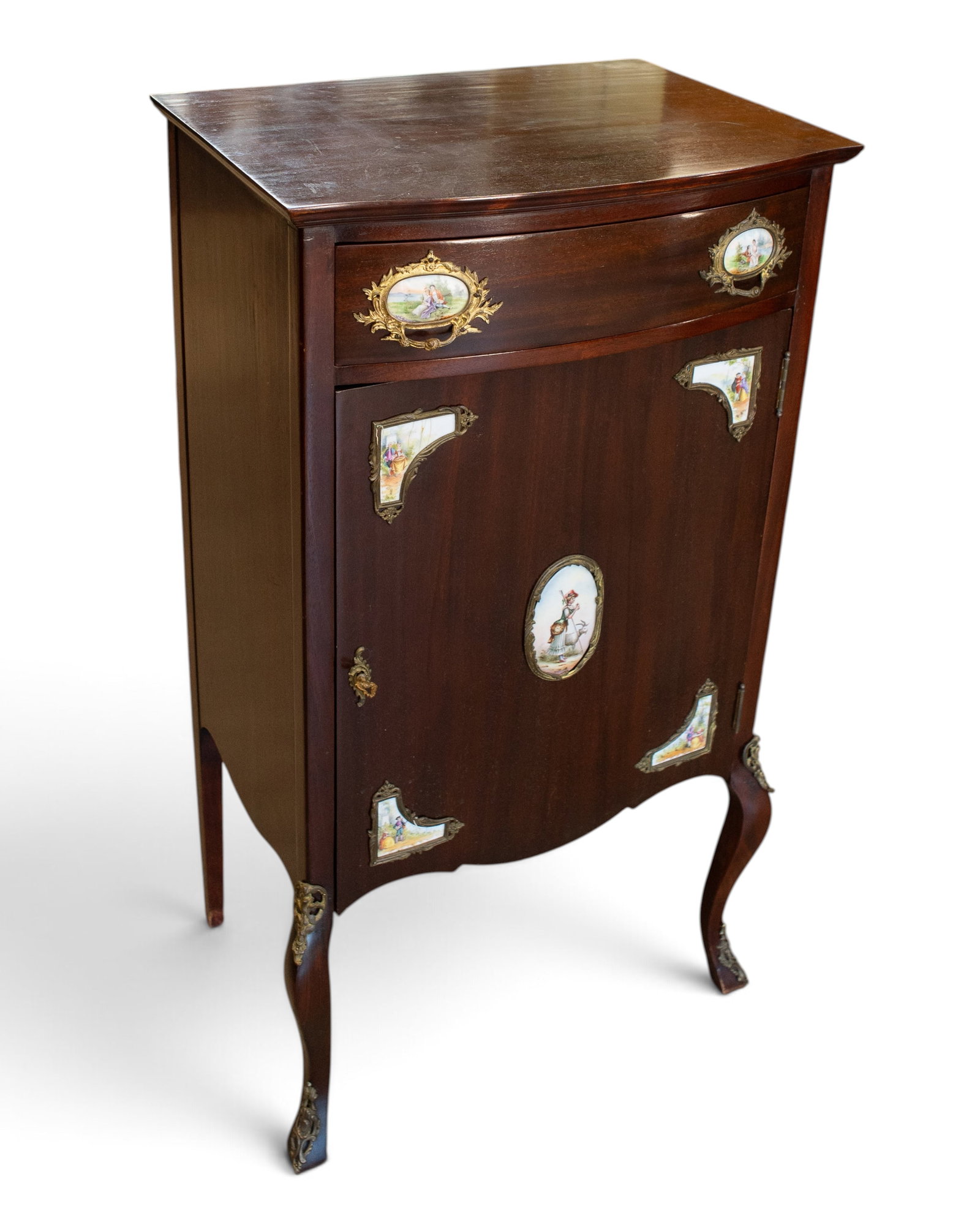 Mahogany Music Cabinet with Porcelain Plaques. (1 of 10)