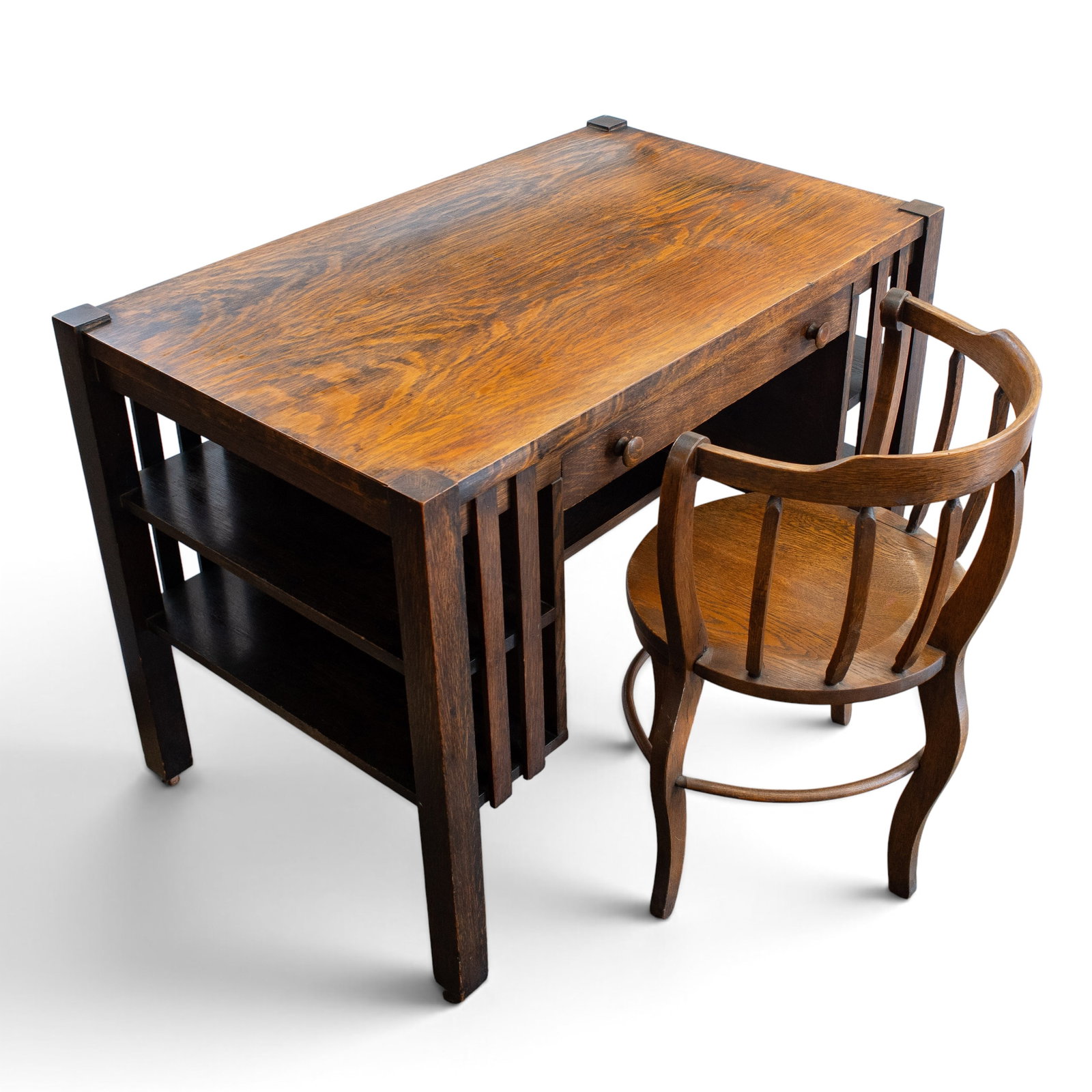 Antique Mission Oak Desk with Chair. (1 of 5)