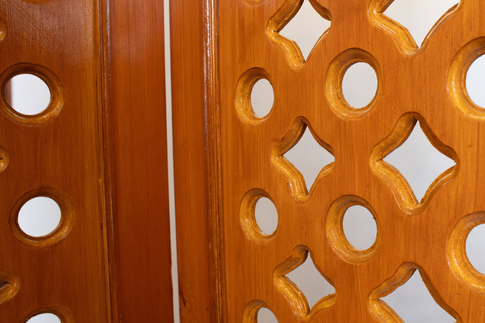 Vintage Reticulated Three-Panel Screen. - 2
