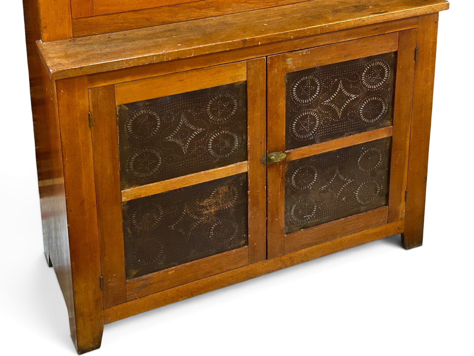 Rustic Step Back Cabinet with Pie Safe. - 2