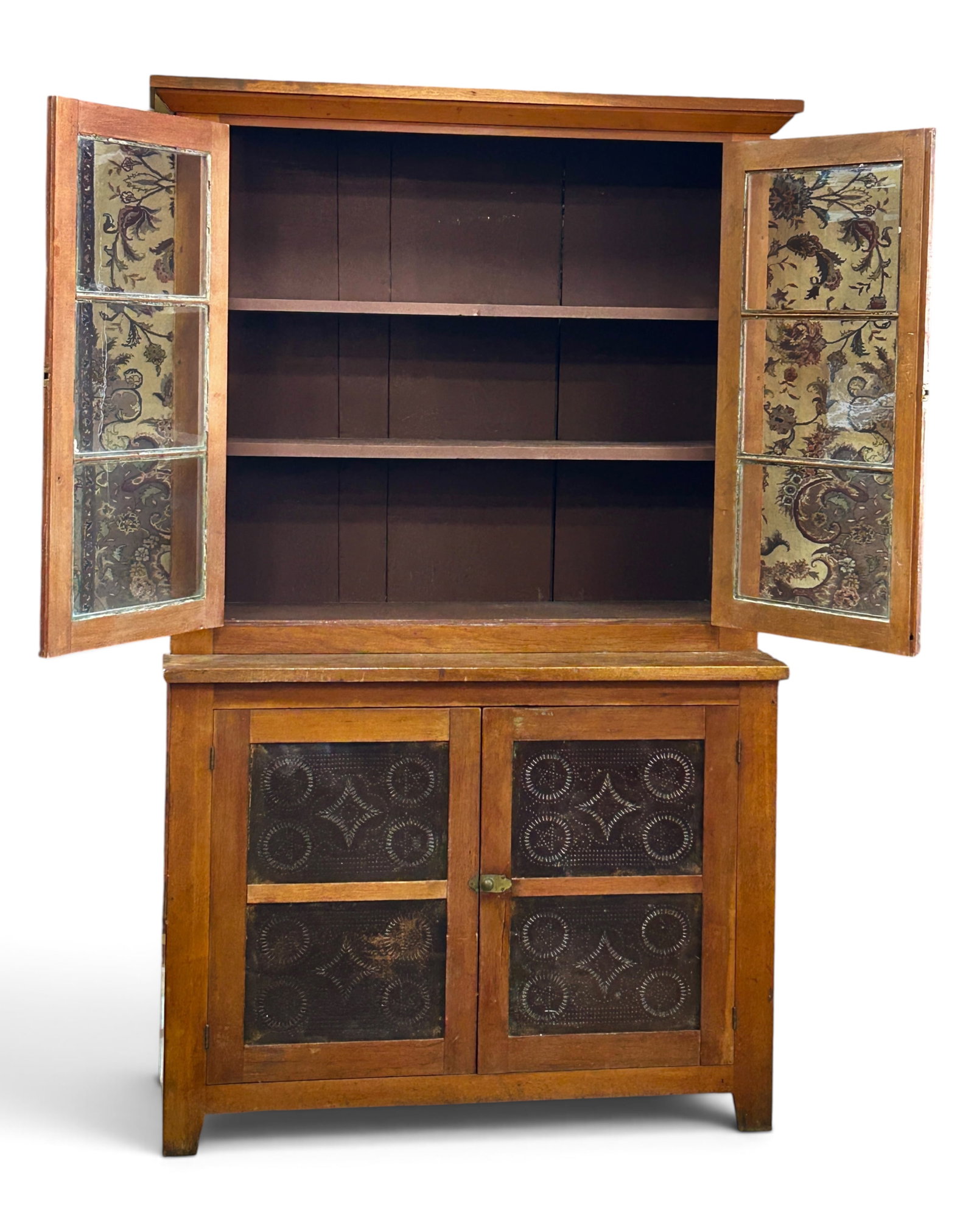 Rustic Step Back Cabinet with Pie Safe. - 5
