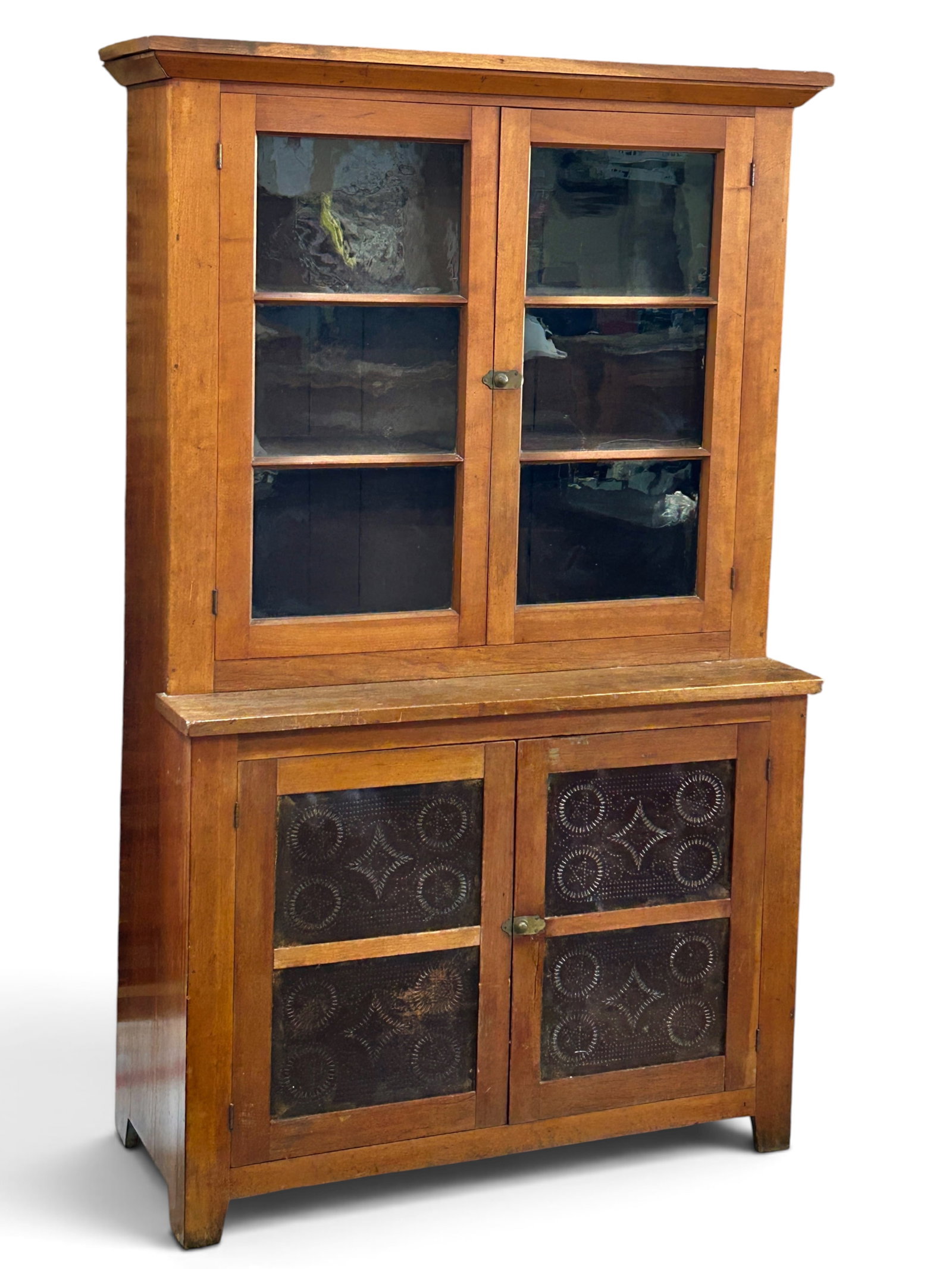 Rustic Step Back Cabinet with Pie Safe. - 7