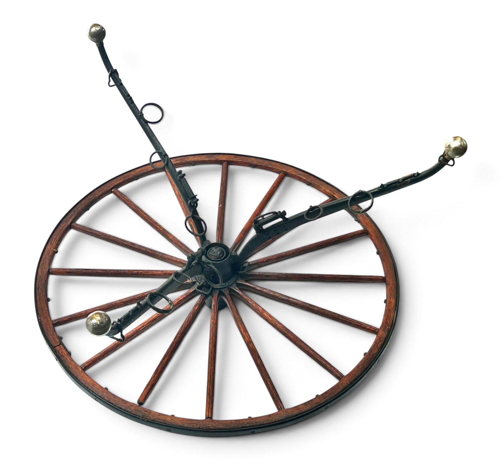 Rustic Wagon Wheel Coffee Table. - 7
