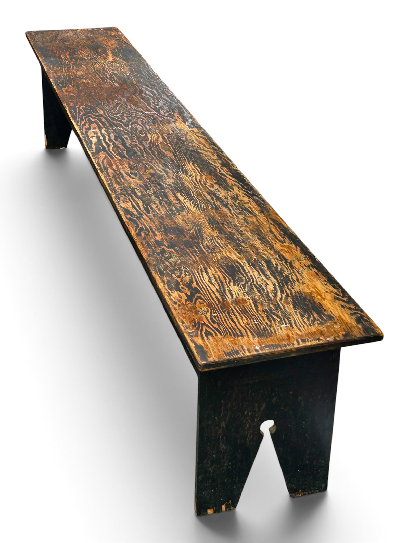 Primitive Wood Bench w/ Bootjack Ends. - 2