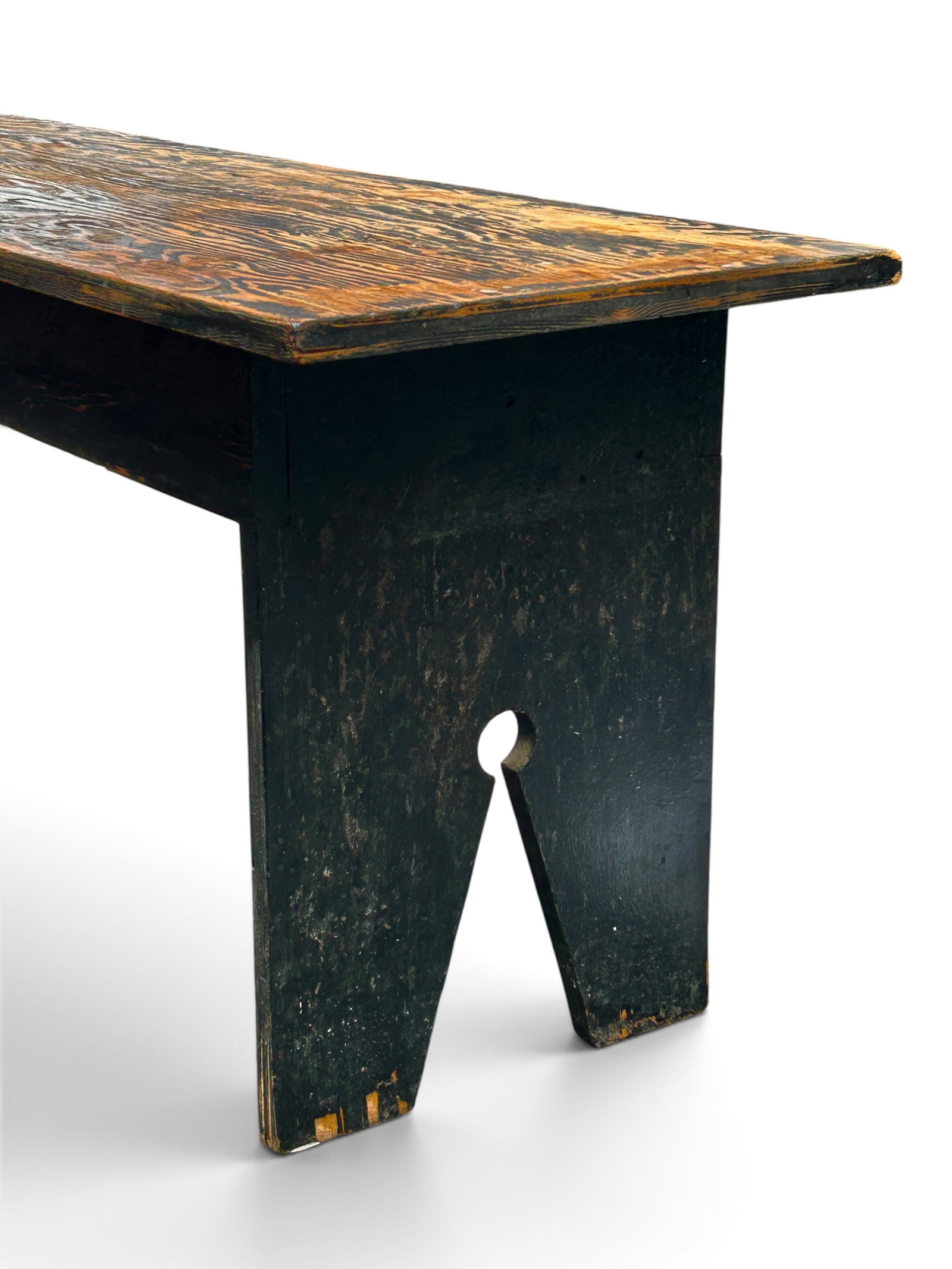 Primitive Wood Bench w/ Bootjack Ends. - 3