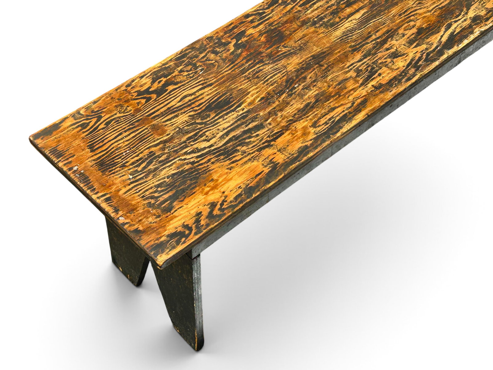 Primitive Wood Bench w/ Bootjack Ends. - 5