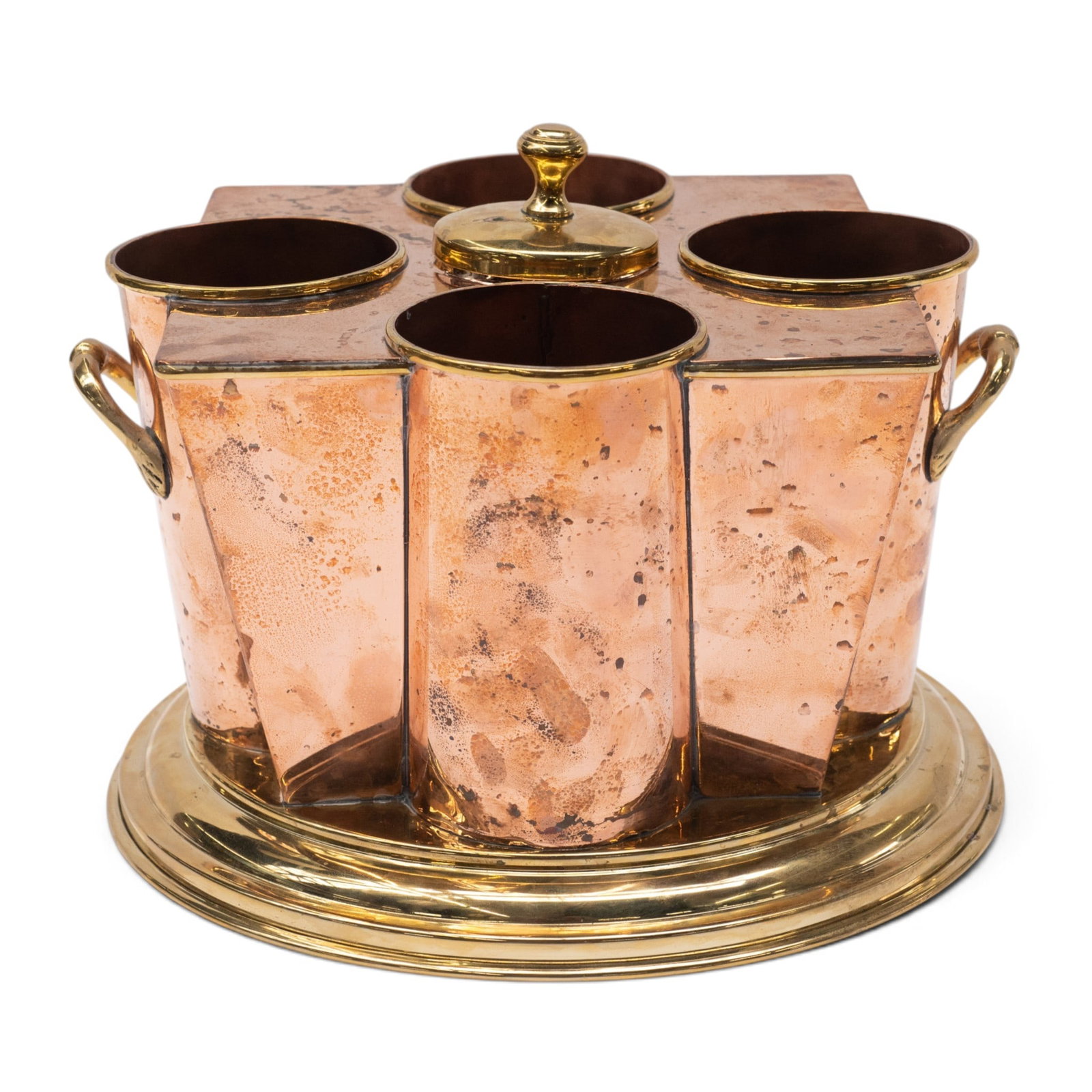 Art Deco Brass & Copper 4 Bottle Champagne Cooler (1 of 4)