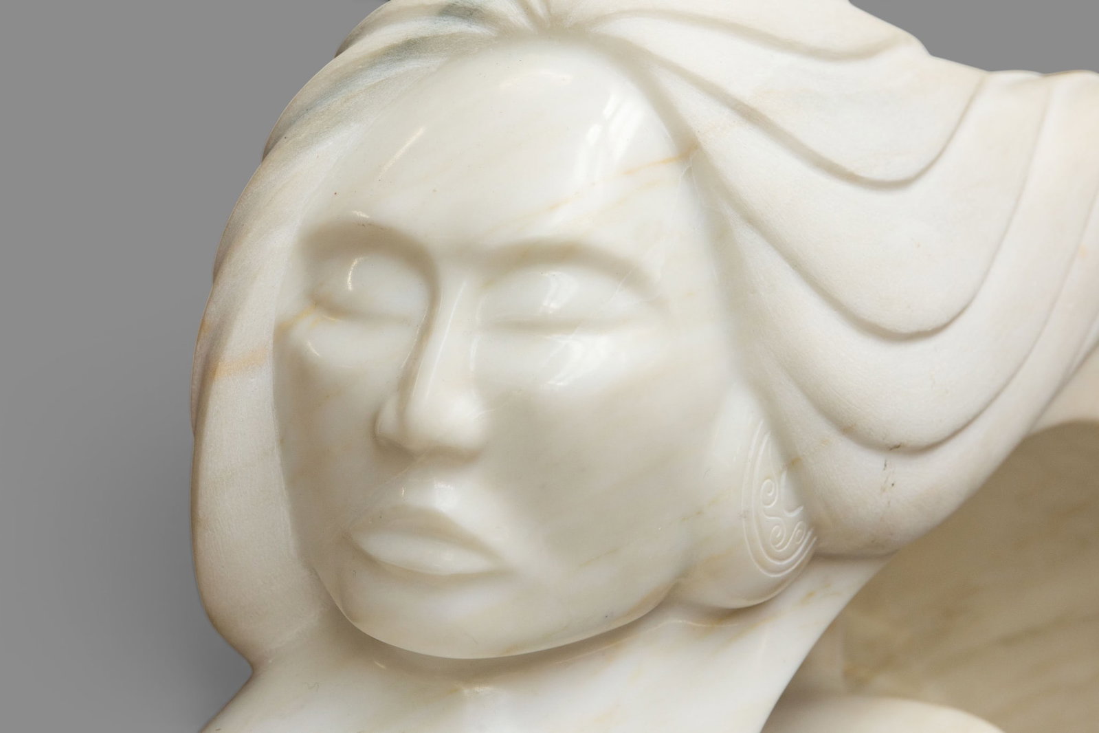 Michel Beauvais Marble Mohawk Indian w/ Owl. - 4