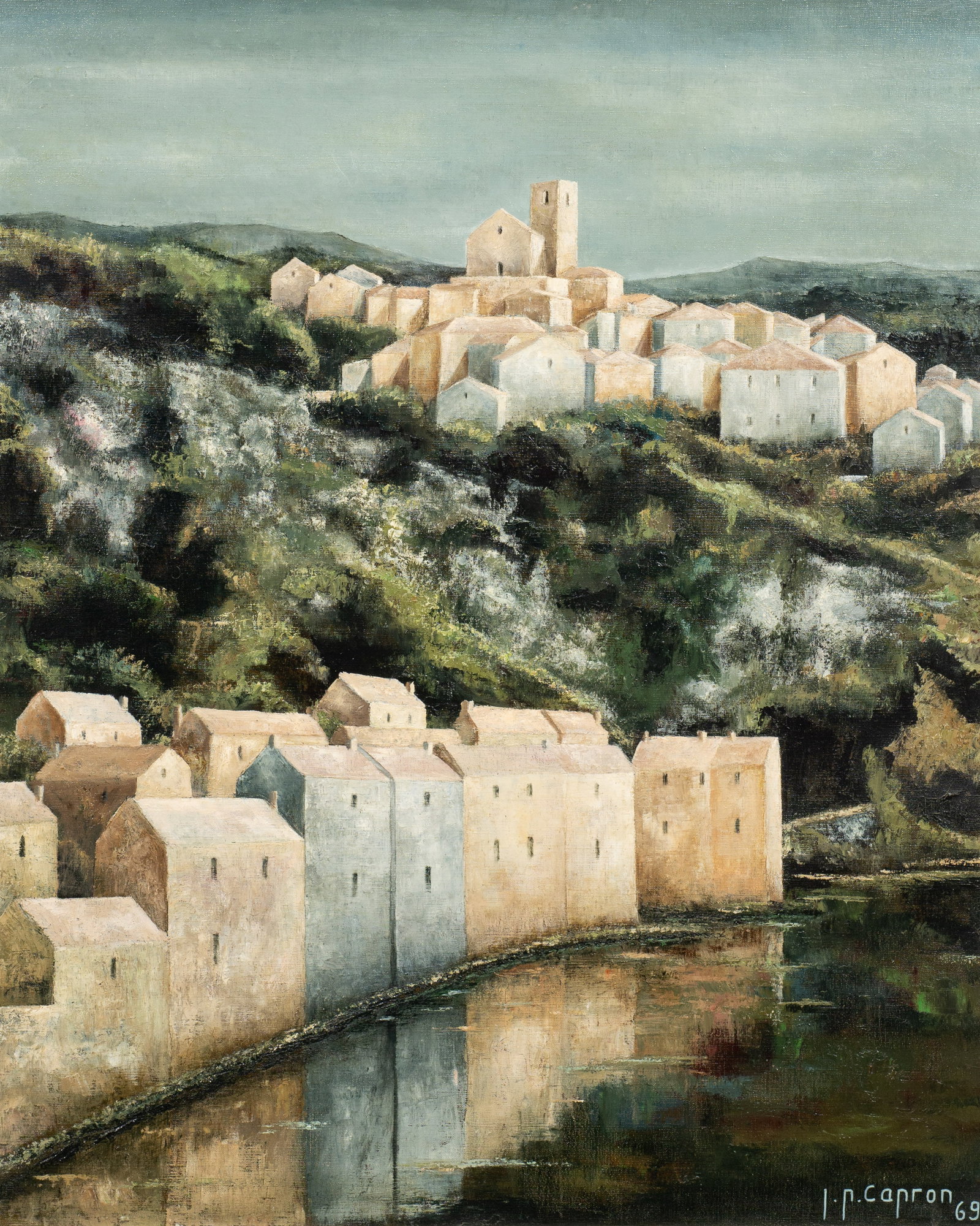 Painting of Hillside VIllage, Jean-Pierre Capron. (1 of 6)