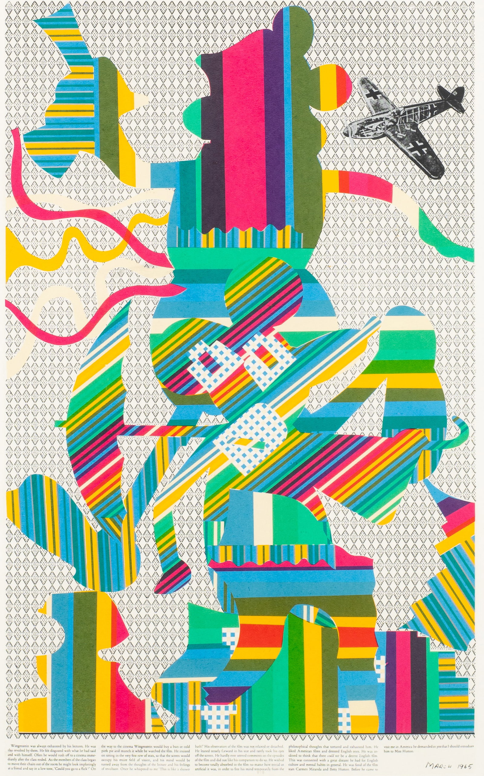 Wittgenstein at the Cinema, Sir Eduardo Paolozzi.: Artist(s): Eduardo Paolozzi (Scottish, 1924-2005). Wittgenstein at the Cinema Admires Betty Grable, from As Is When. Medium: Screenprint in colors. Signature(s): Pencil signed and numbered (22/65) in 
