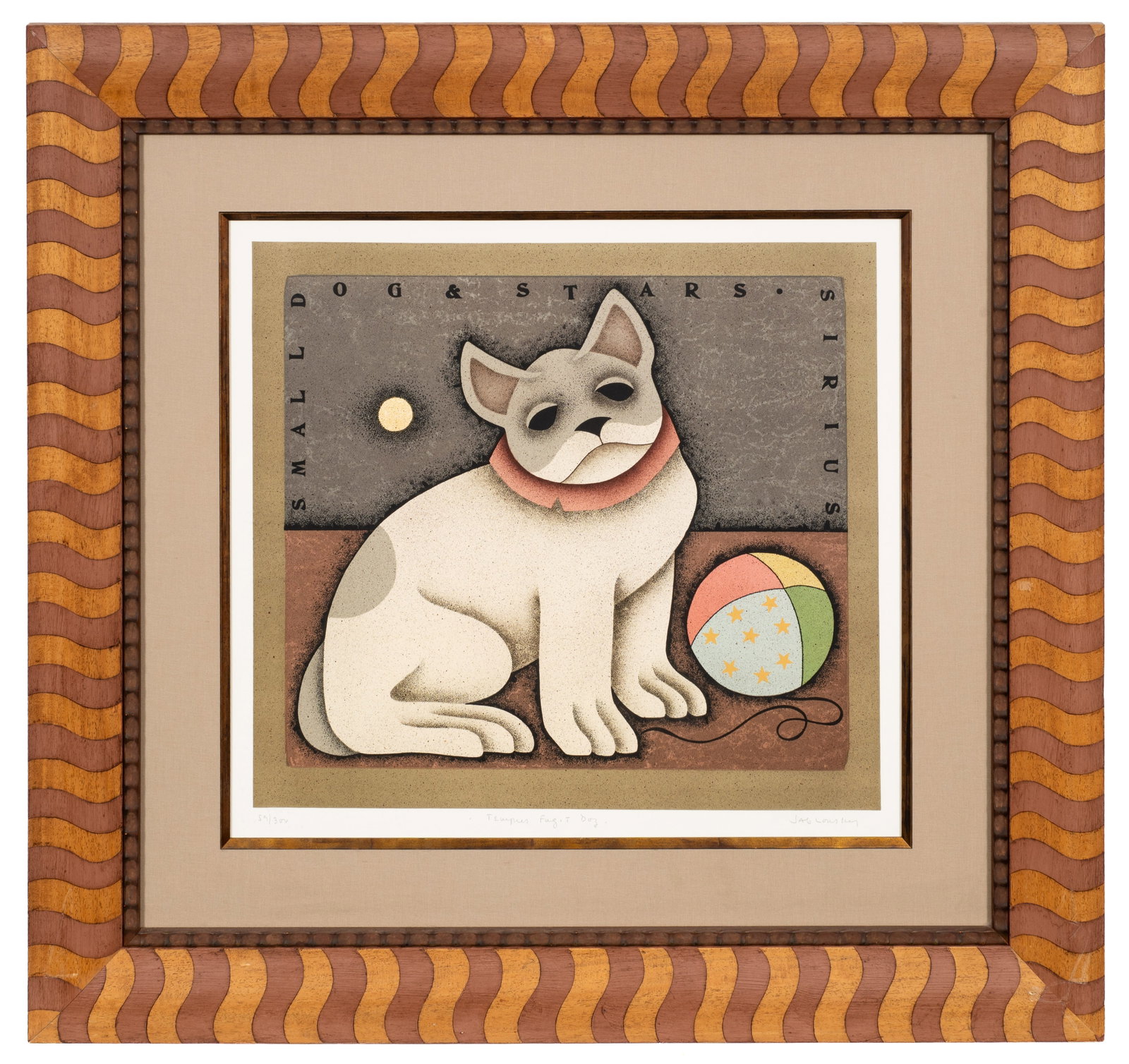 Tempus Fugit Dog, Carol Jablonsky Lithograph.: Artist(s): Carol Jablonsky (American, 1939-1992). Medium: Lithograph in colors. Signature(s): Pencil signed, titled, and numbered (59/300) in its lower margin. Paperwork/Provenance: N/A Condition: No