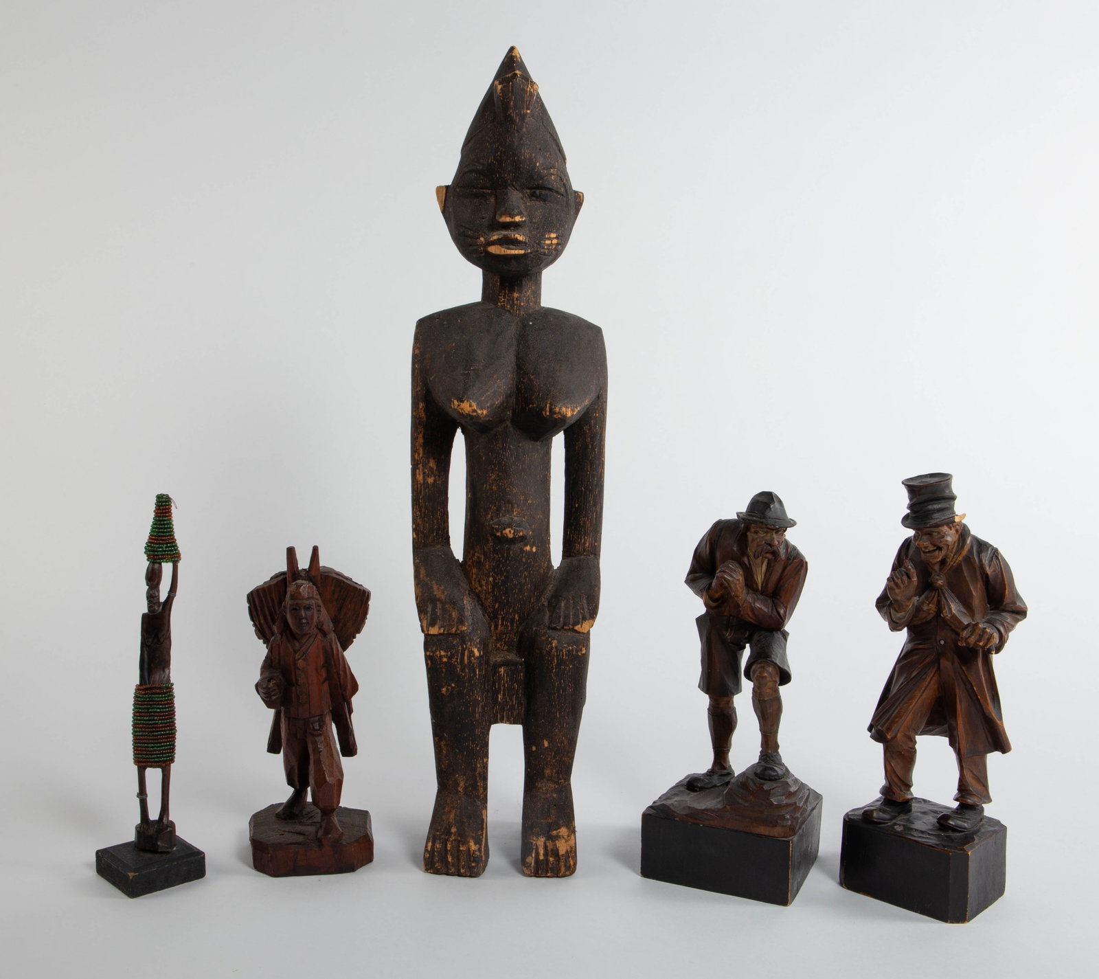 Lot of 5 Carved Wood Figures- Africa, Italy, etc. (1 of 20)