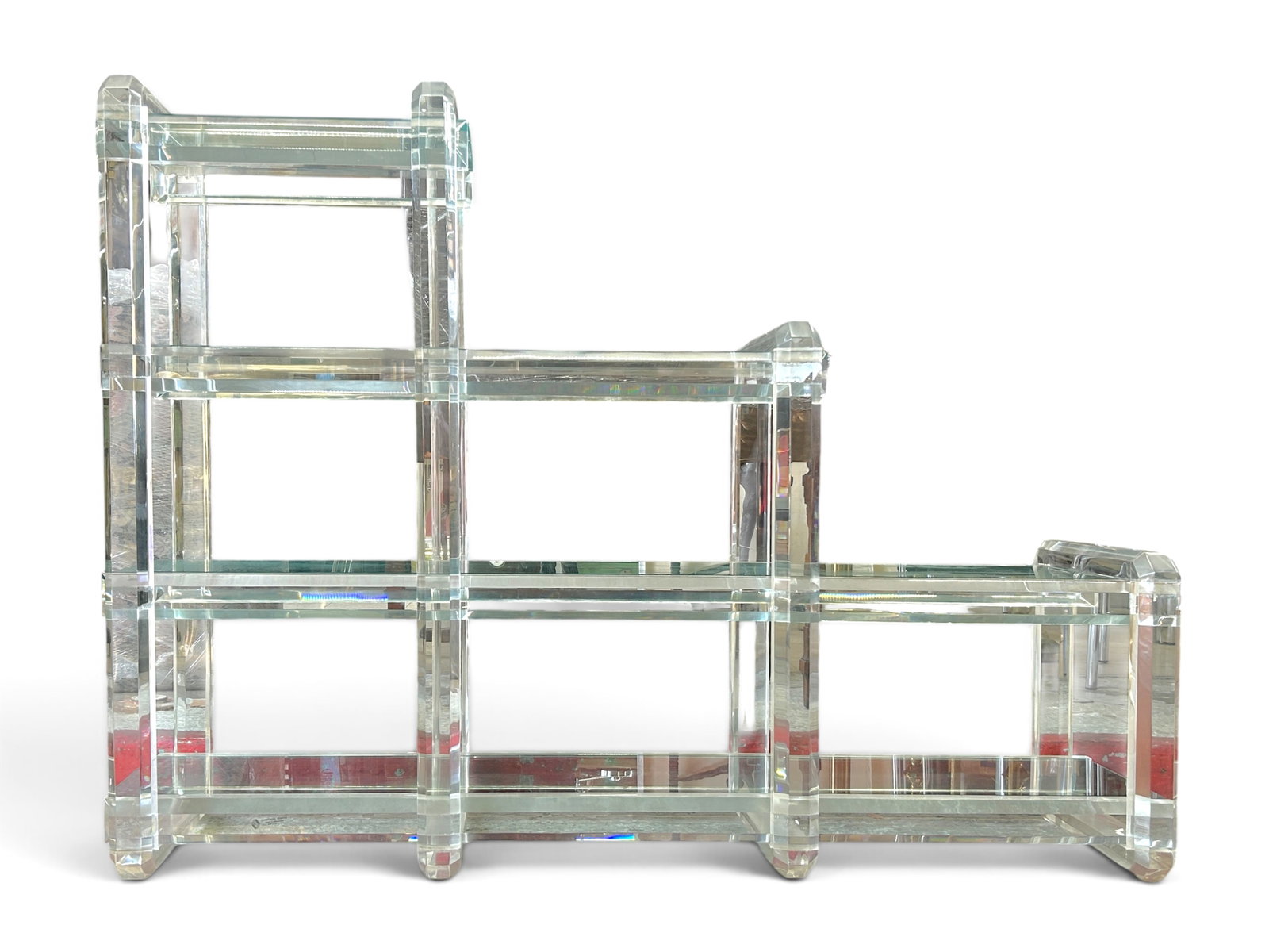 Postmodern Stepped Lucite & Glass Shelf Unit. (1 of 12)