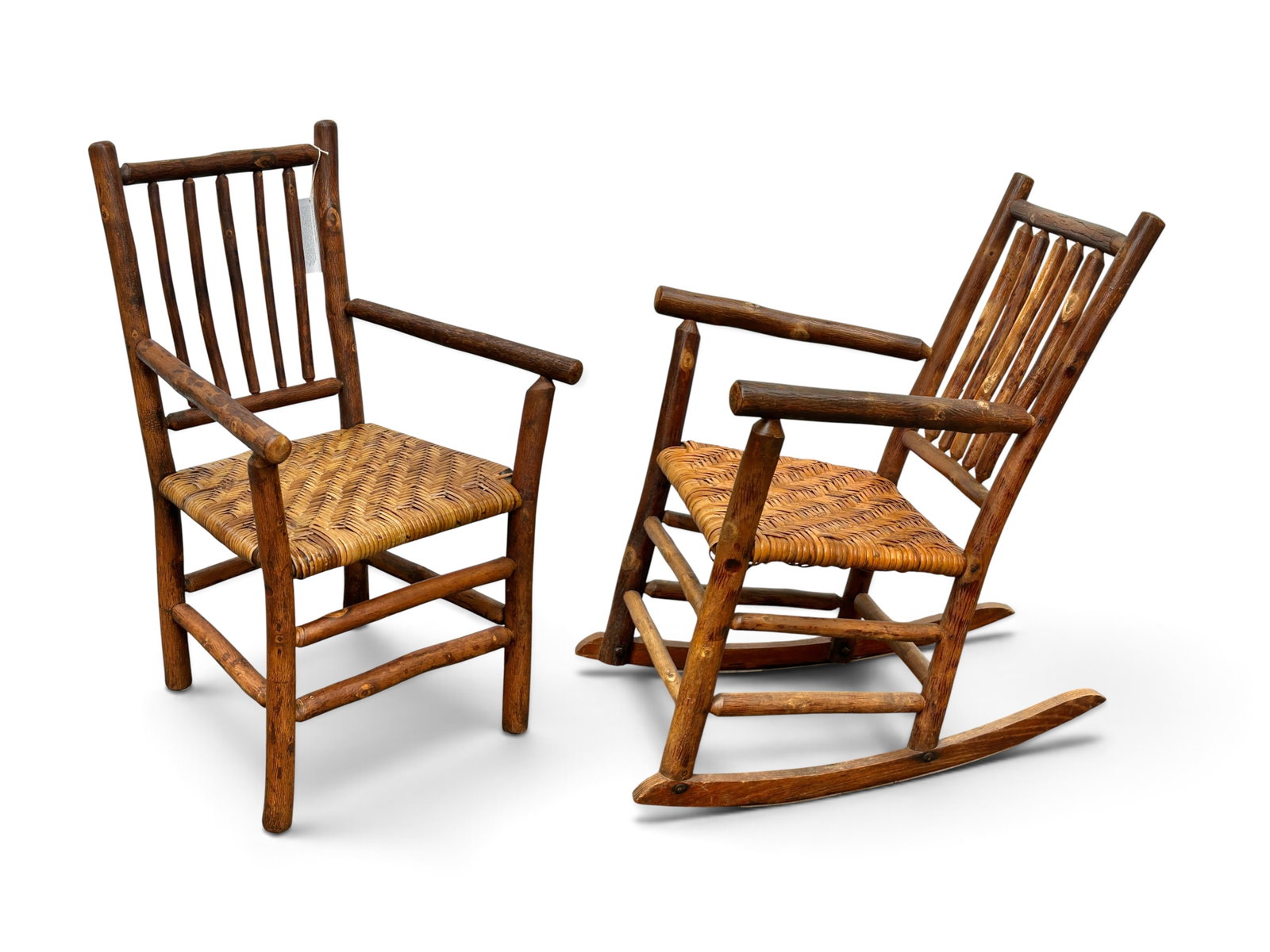 Rustic Old Hickory Woven Seat Chair & Rocker. (1 of 19)
