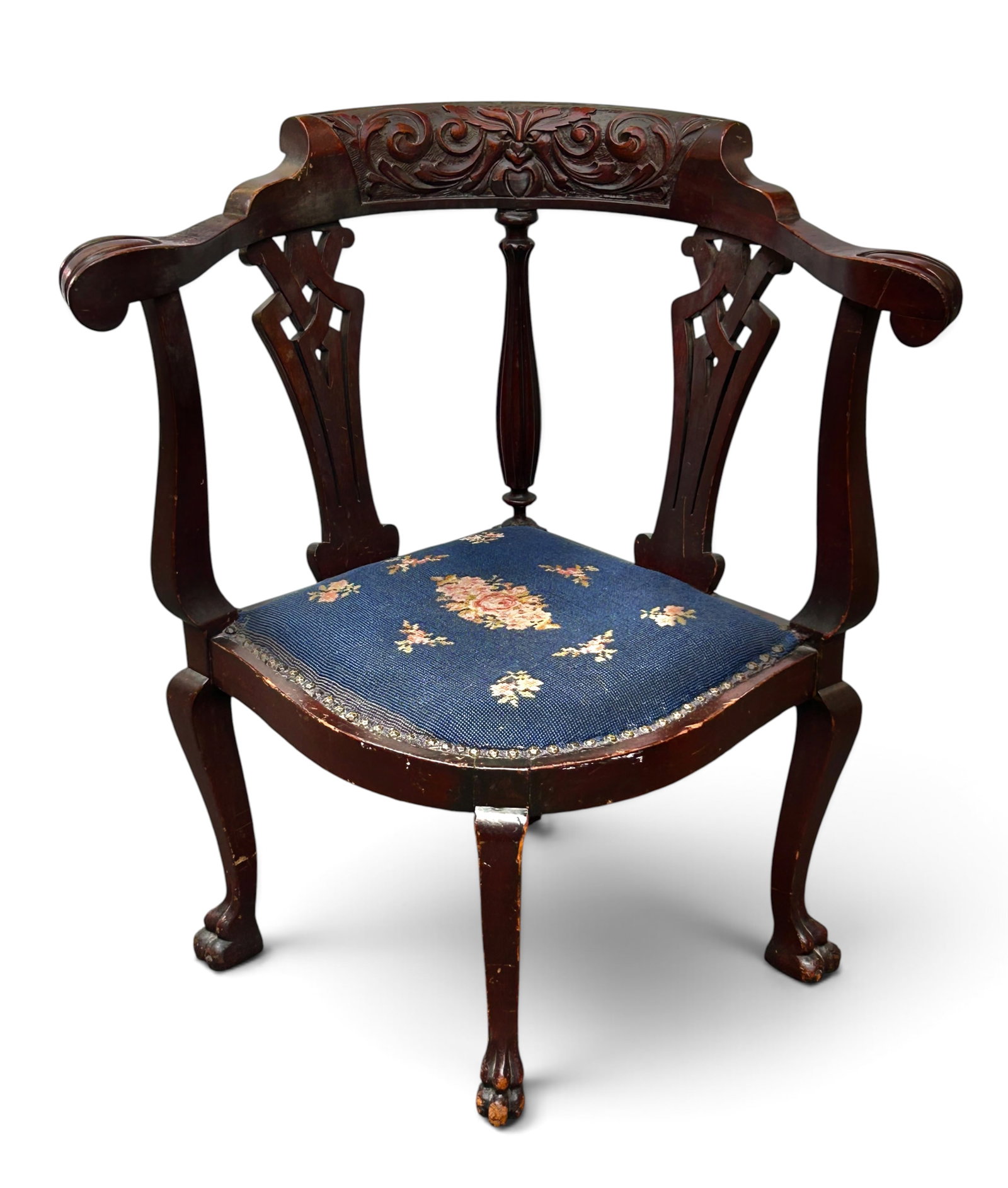 Antique Victorian Carved Corner Chair. (1 of 10)