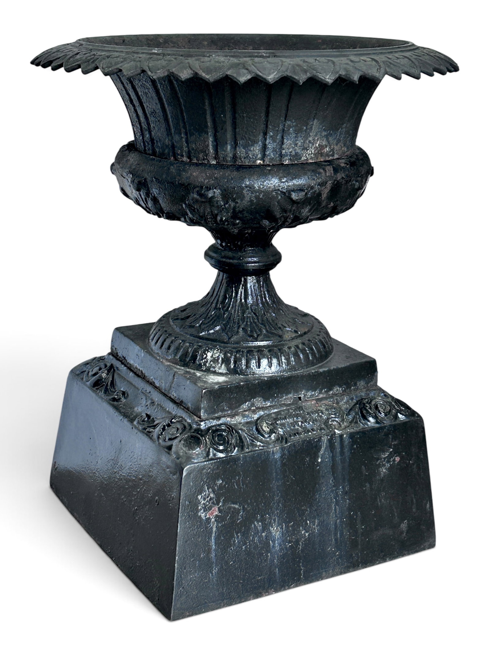 Black Painted Cast Iron Urn Planter. (1 of 11)