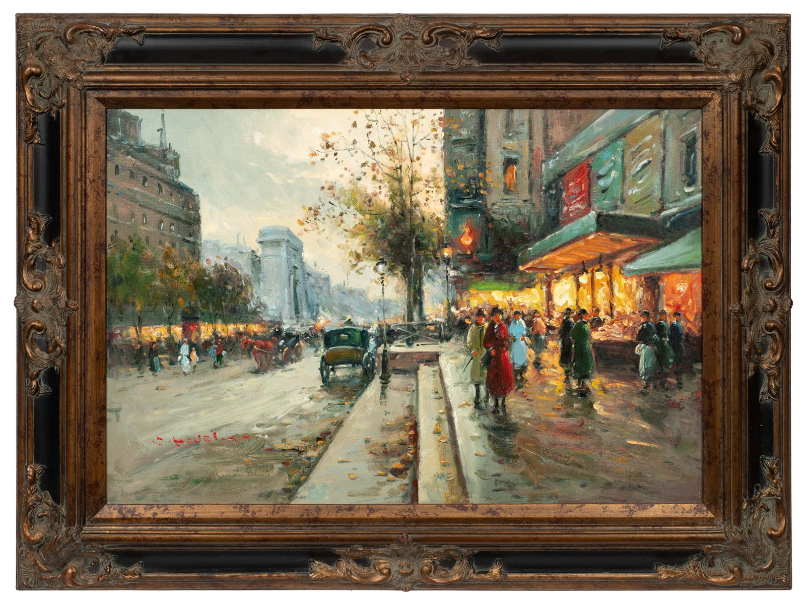 French Impressionist Street Scene, Signed. - 2