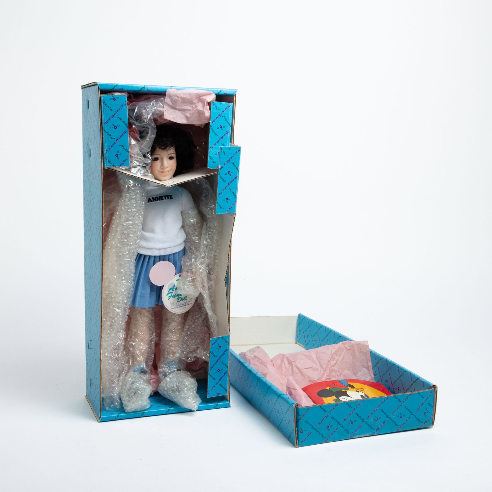 Annette Funicello Doll by Madame Alexander.: It comes with the original box, packaging, and autographed certificate of authenticity. The doll's Mickey Mouse ears are included. Not including the ears, the doll measures 5 1/2" x 3" x 14". The