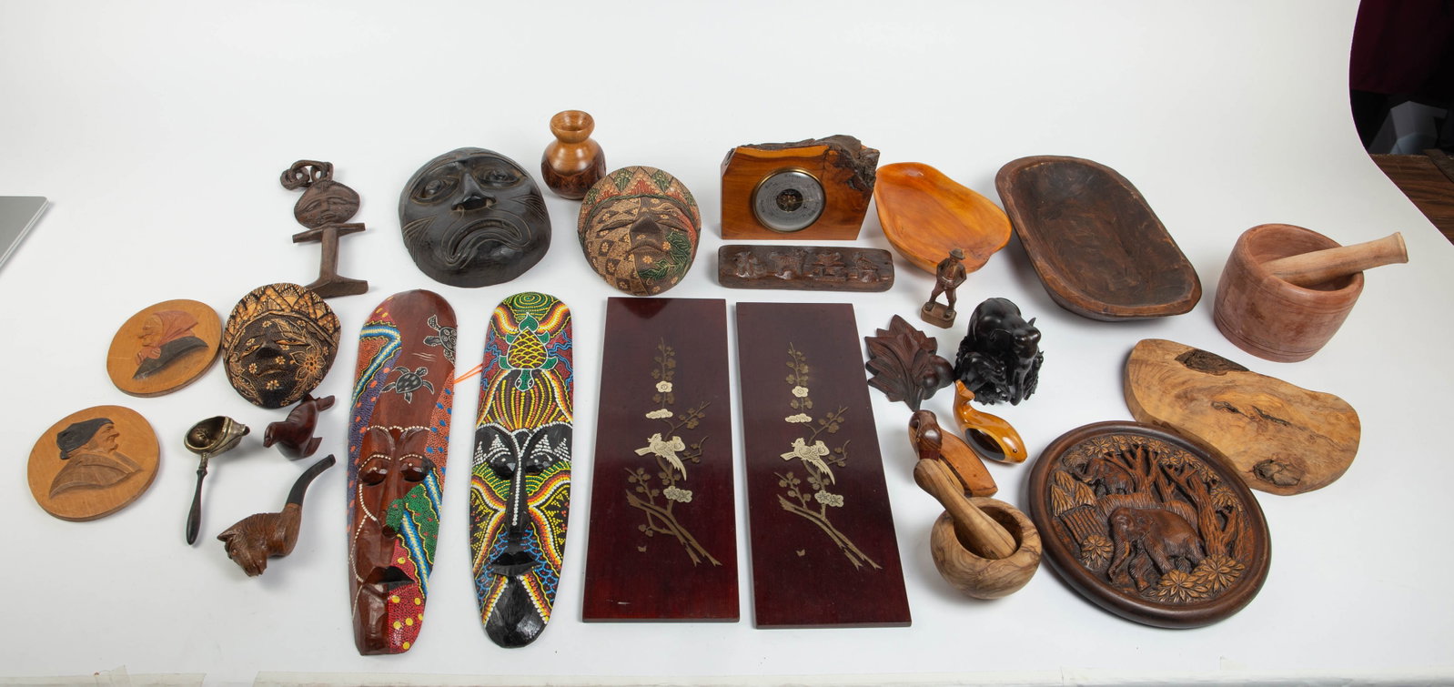 Lot of Mostly Wood Masks, Bowls, Plaques, etc. (1 of 16)