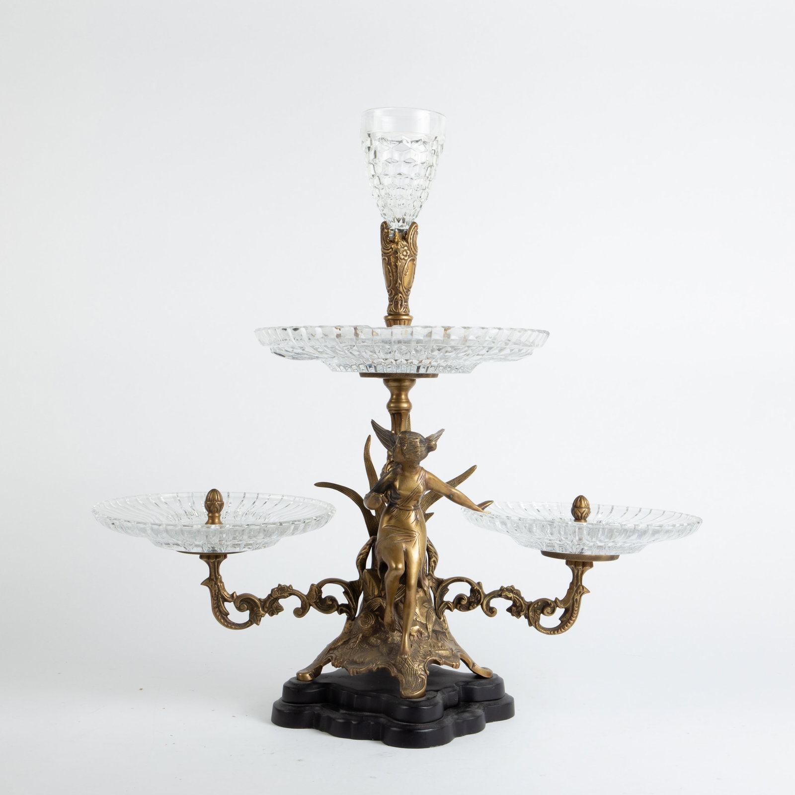 1960's Castilian Figural Bronze & Crystal Epergne. (1 of 9)