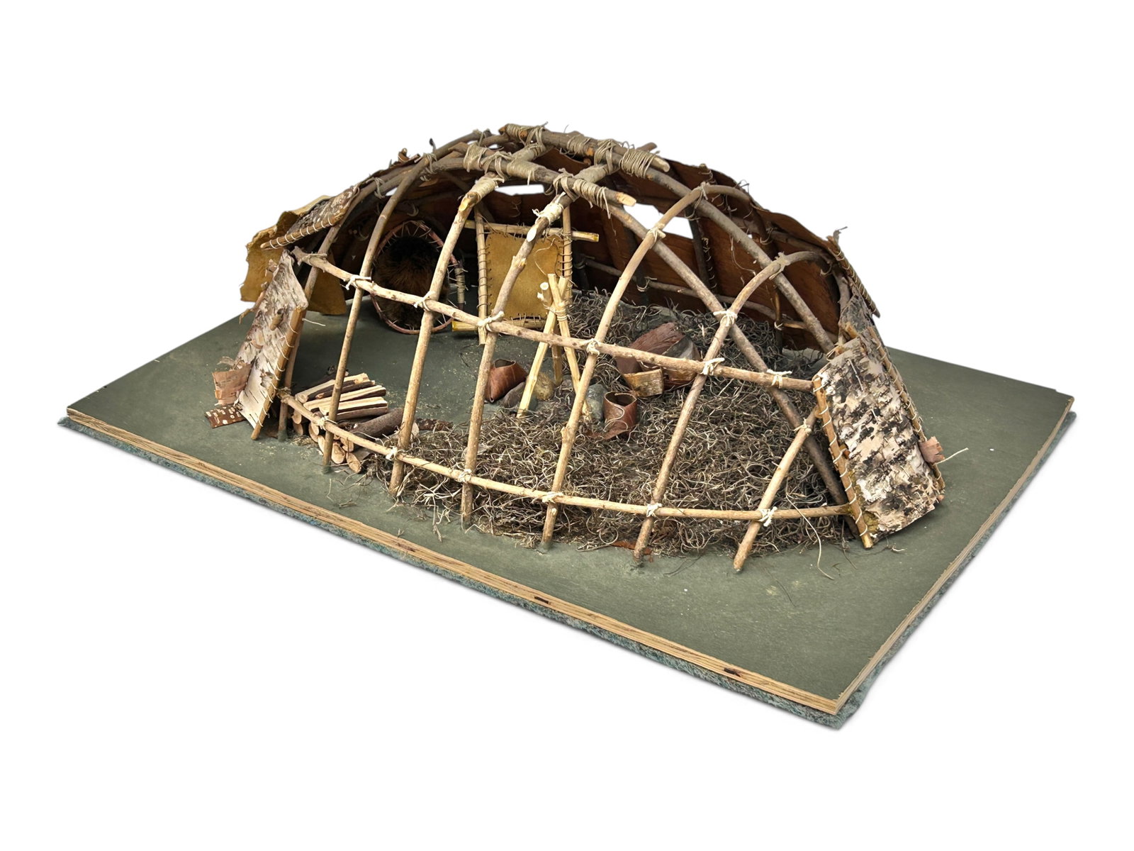 Model Native American Wigwam w/ Birch Coverings. (1 of 18)