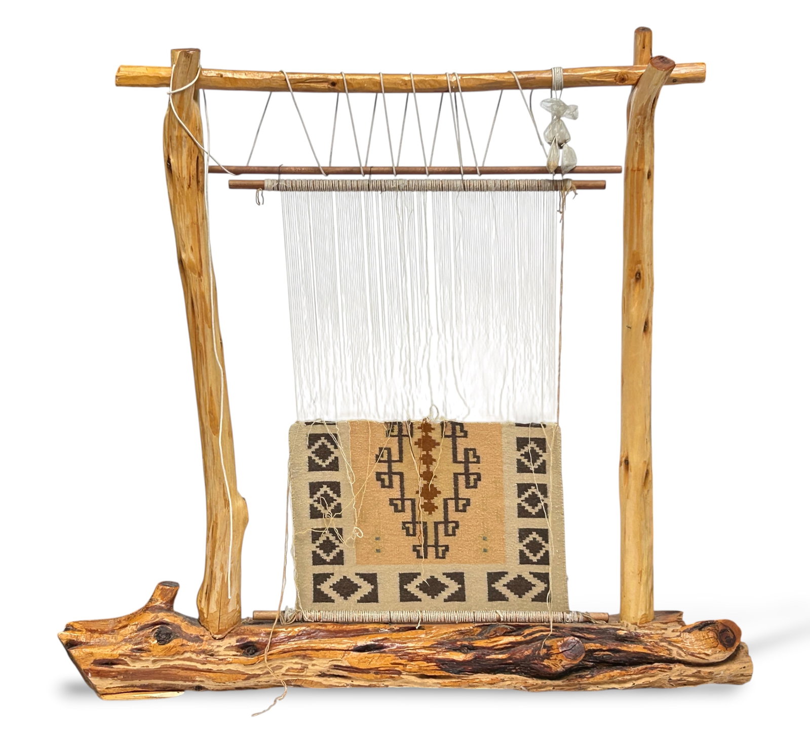 54" Navajo Indian Upright Loom w/ Textile Weaving. (1 of 10)