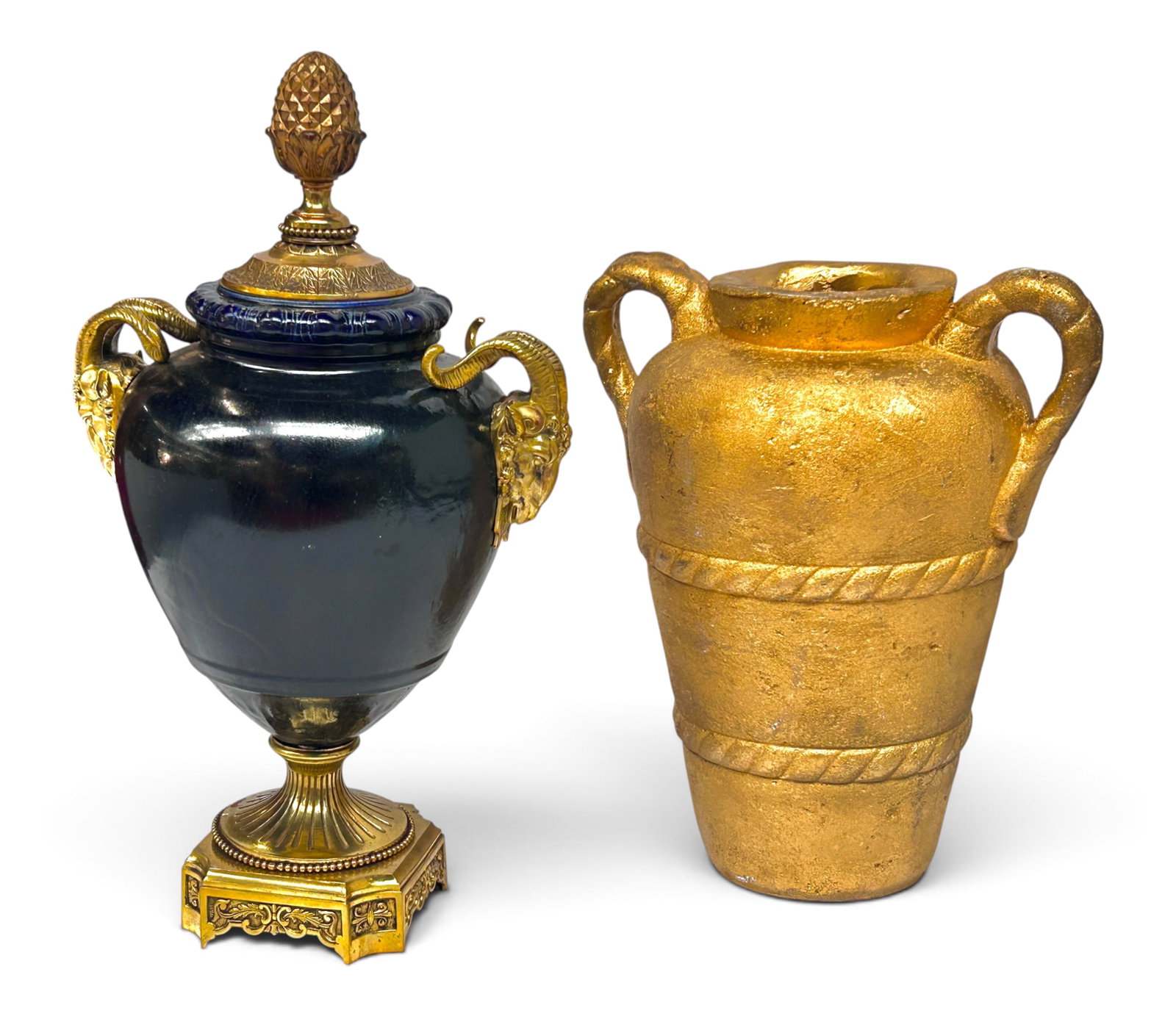 Lot: Urn w/ Ram Handles, Gold Painted Amphora Vase (1 of 20)