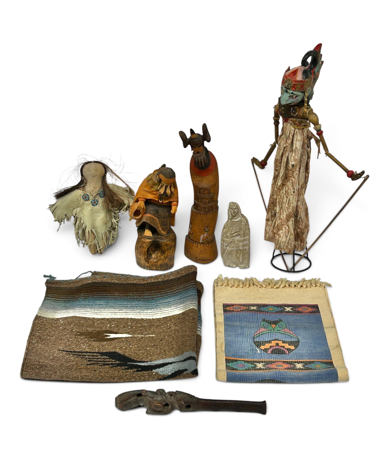 Lot of Mostly American Indian Carvings & Textiles. (1 of 20)