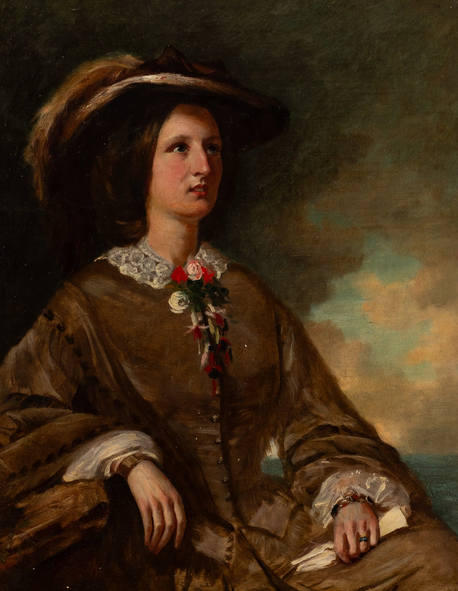 19th Century Portrait of a Lady, Signed W. Graeb.: Artist(s): Unknown, 19th century. Medium: Oil painting on canvas. Signature(s): "W. Graeb, 1856", lower left. Paperwork/Provenance: N/A Condition: The painting has been waxed and relined. There are si