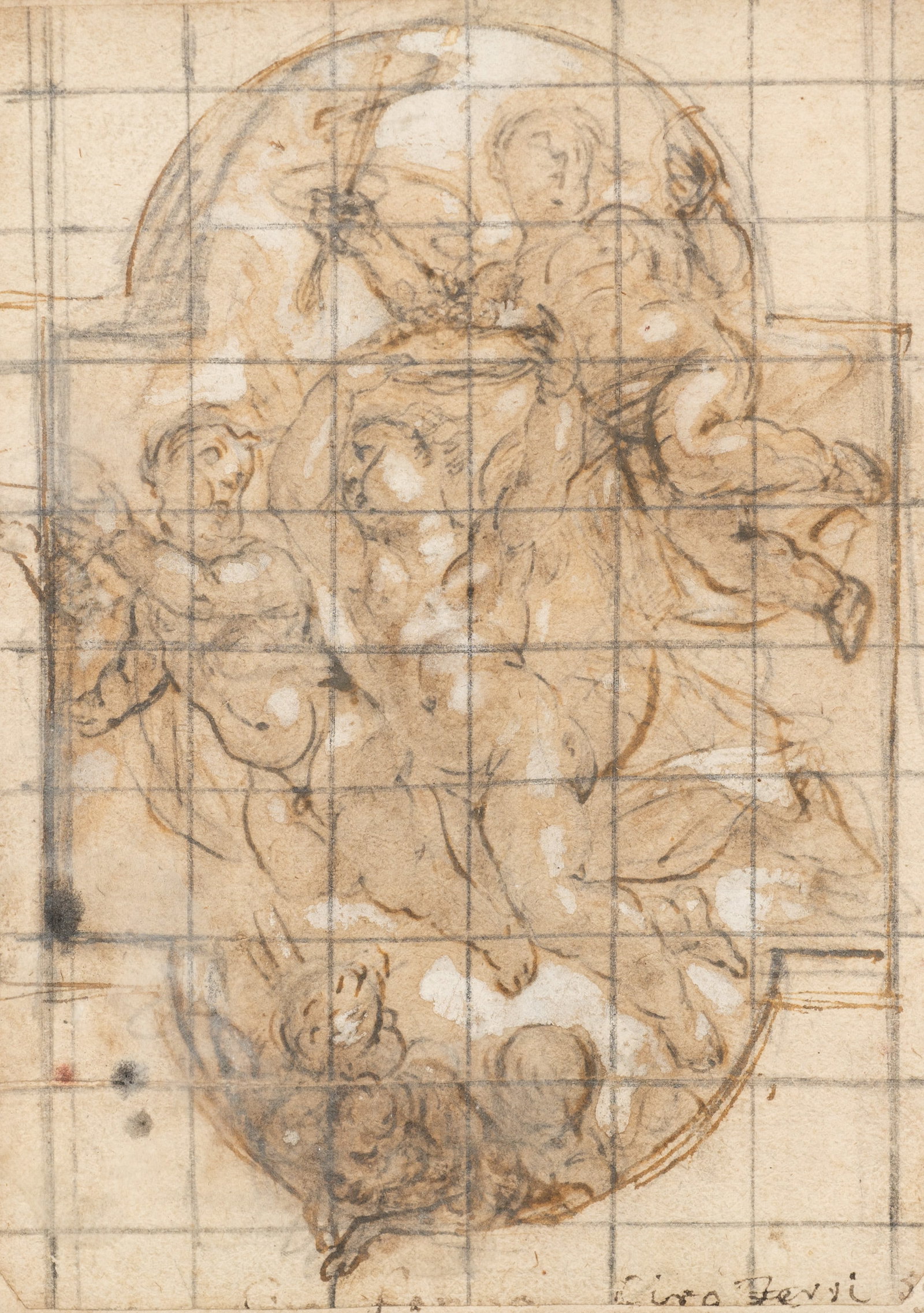 Antique Sketch Attributed to Ciro Ferri. (1 of 6)