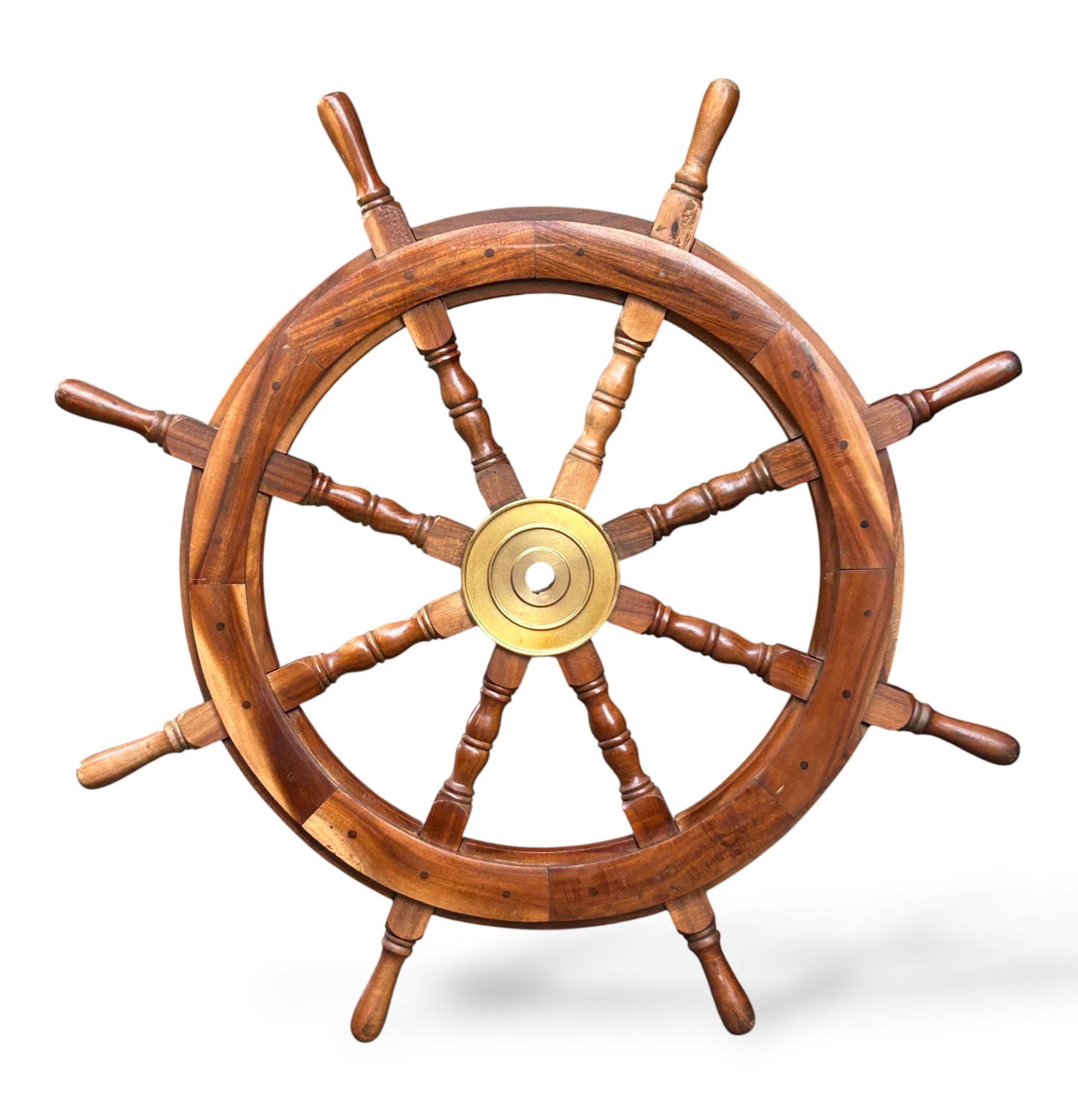 36" Wood and Brass Ship's Wheel. (1 of 8)