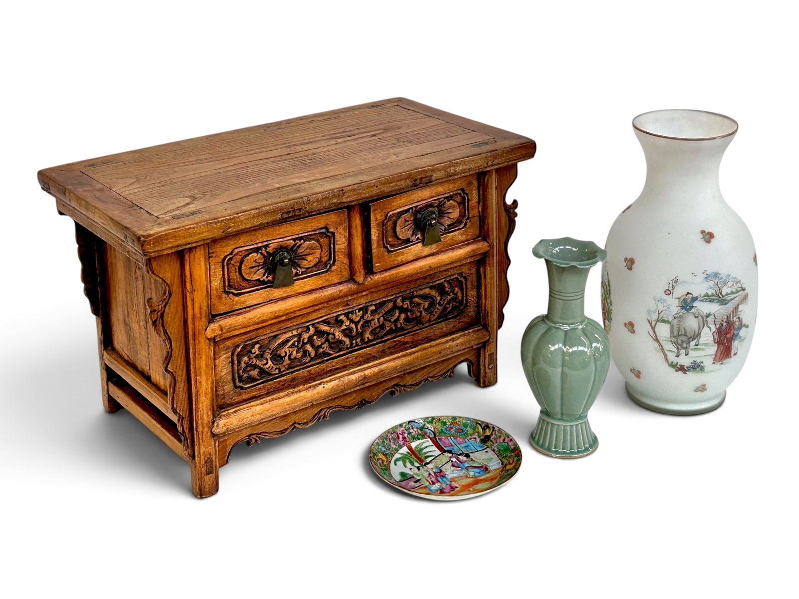 Lot: Carved Wood Chinese Cabinet & Other Articles. (1 of 20)