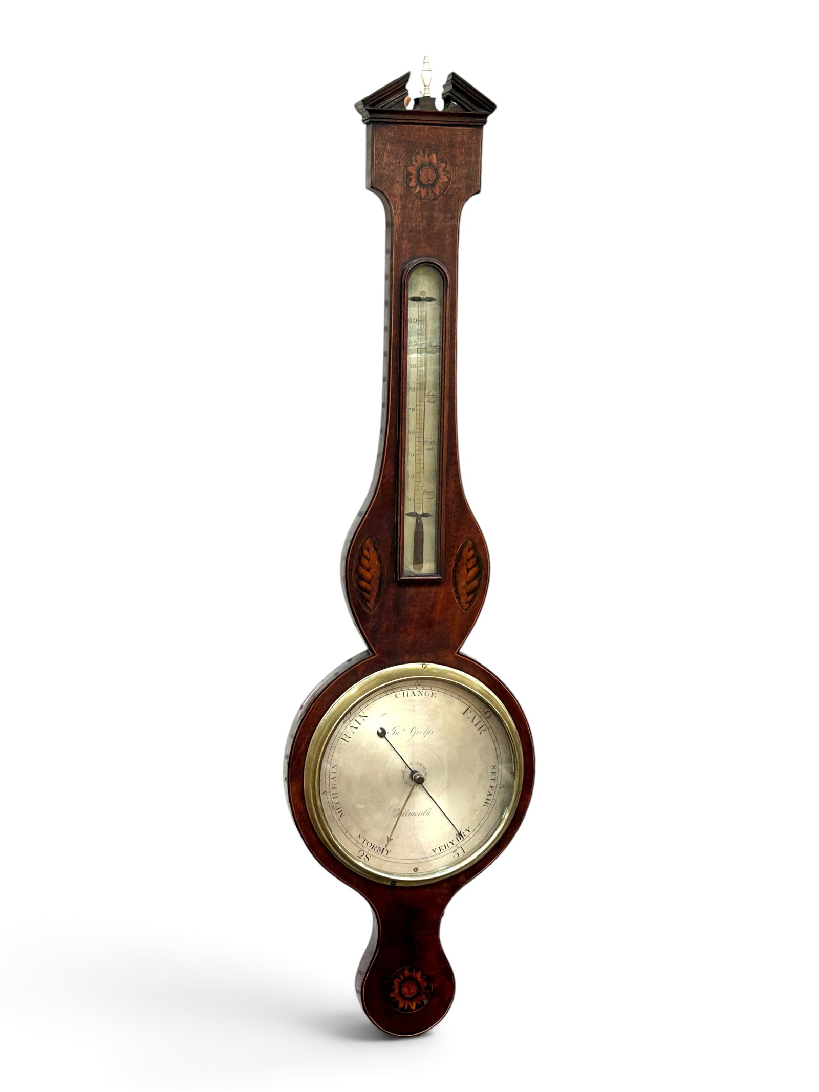English? Mahogany Barometer Thermometer w/ Shells. (1 of 10)