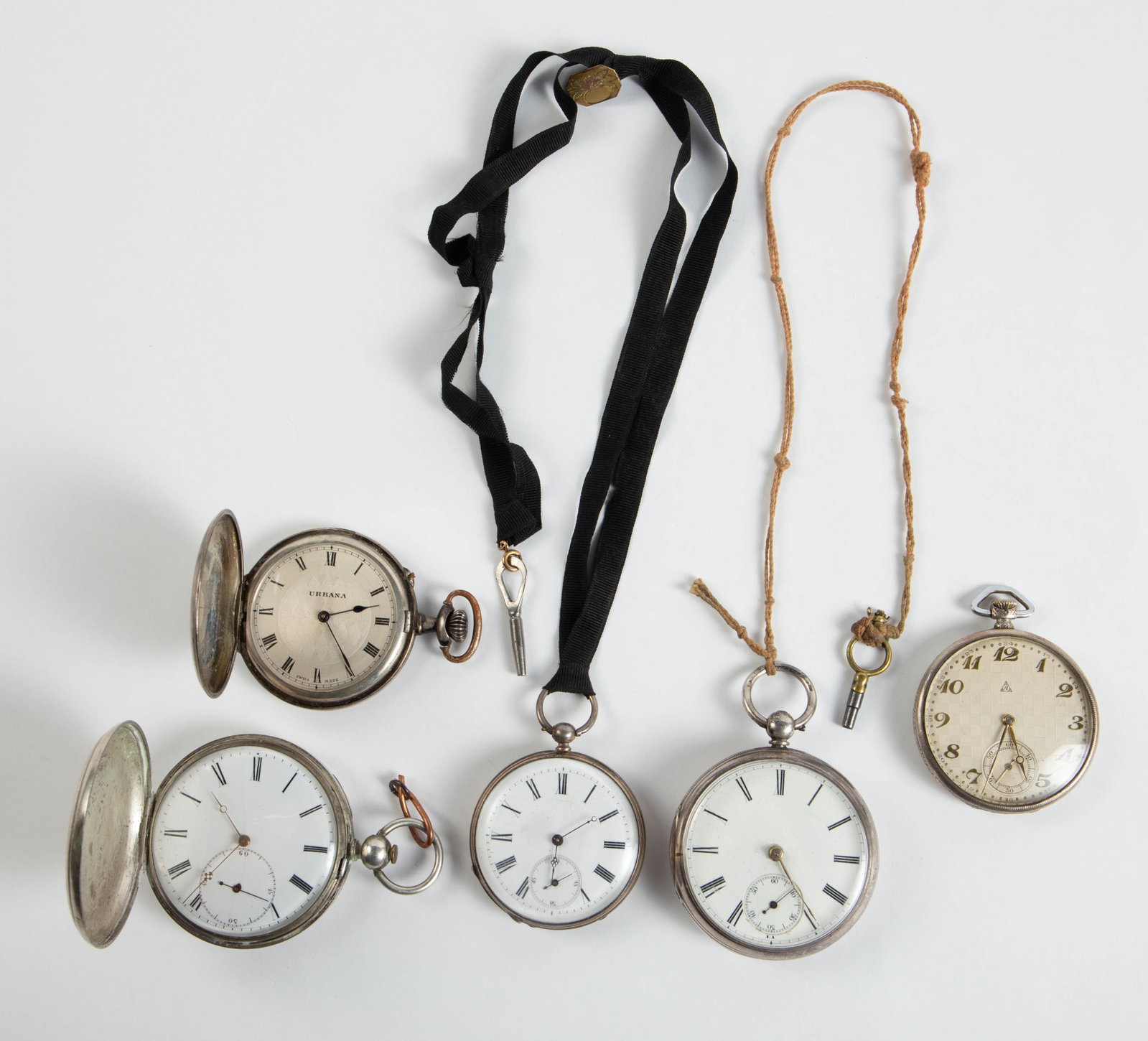Lot 5 Sterling Silver Pocket Watches - Alpina, Etc (1 of 19)